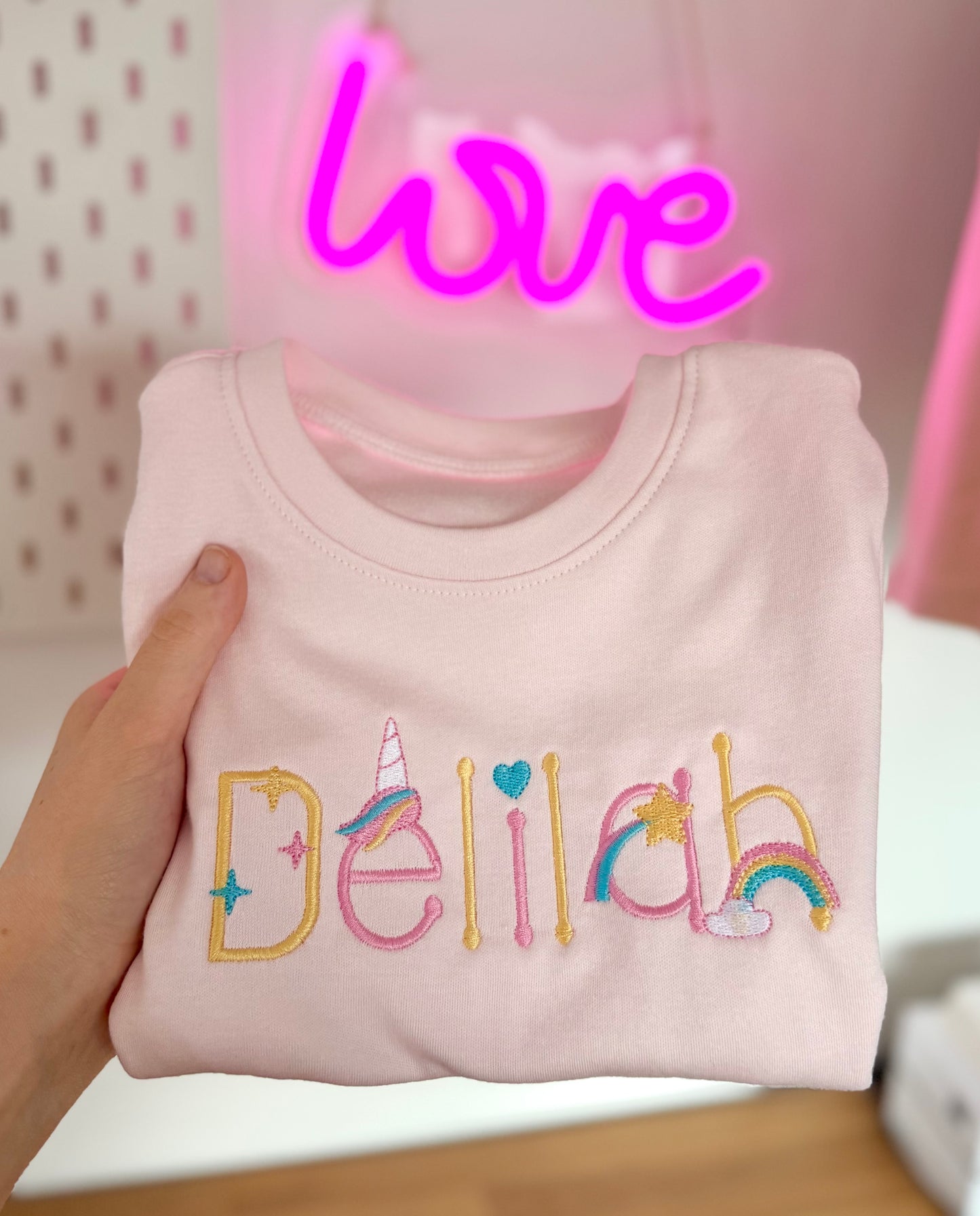 Unicorn Writing Shorts Set - Embroidery Personalised