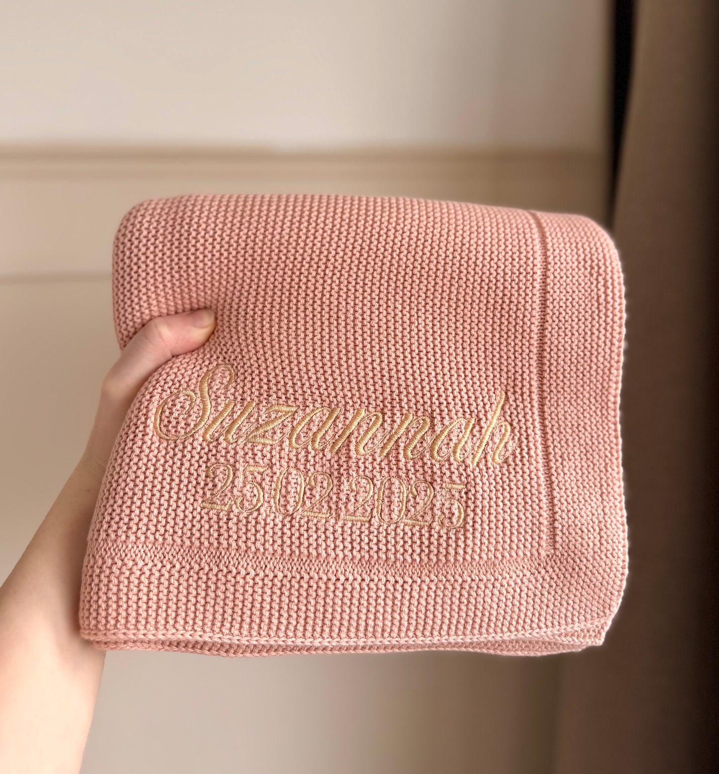 Personalised Knitted Blankets - Embroidered