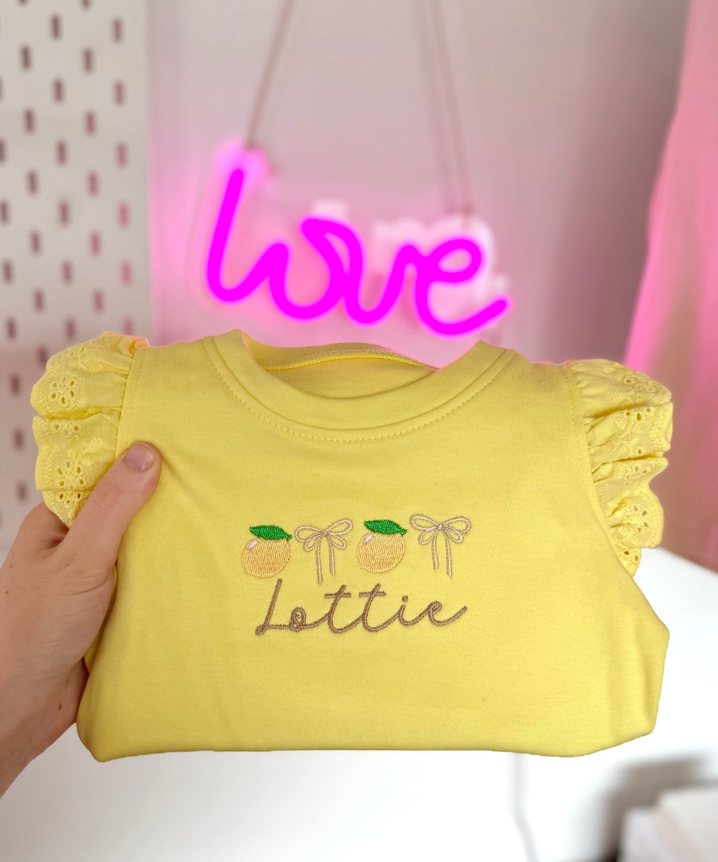 Lemon Frill Shorts Set - Embroidery Personalised