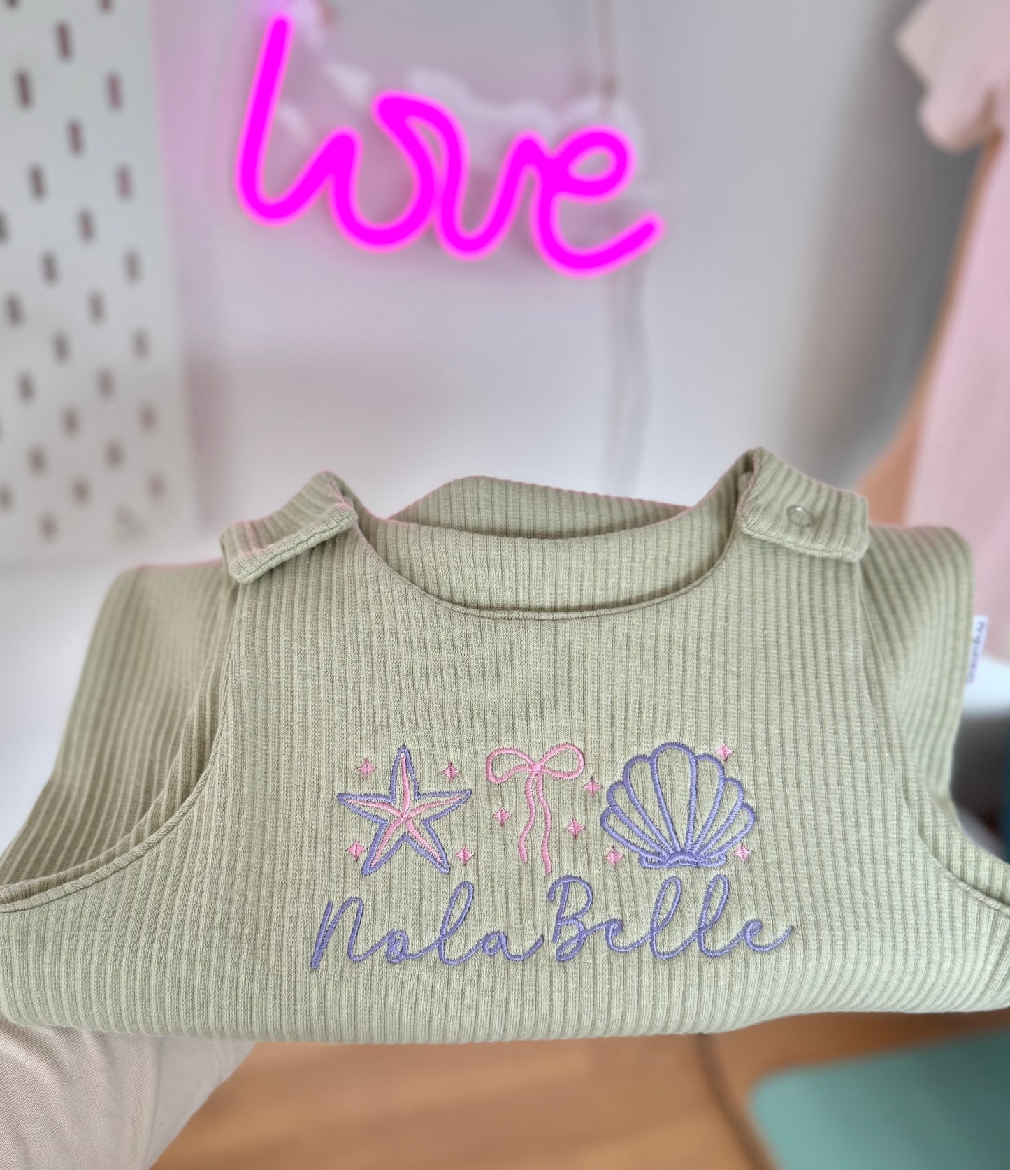 Sea Shell Ribbed Cotton Dungarees - Personalised Embroidered