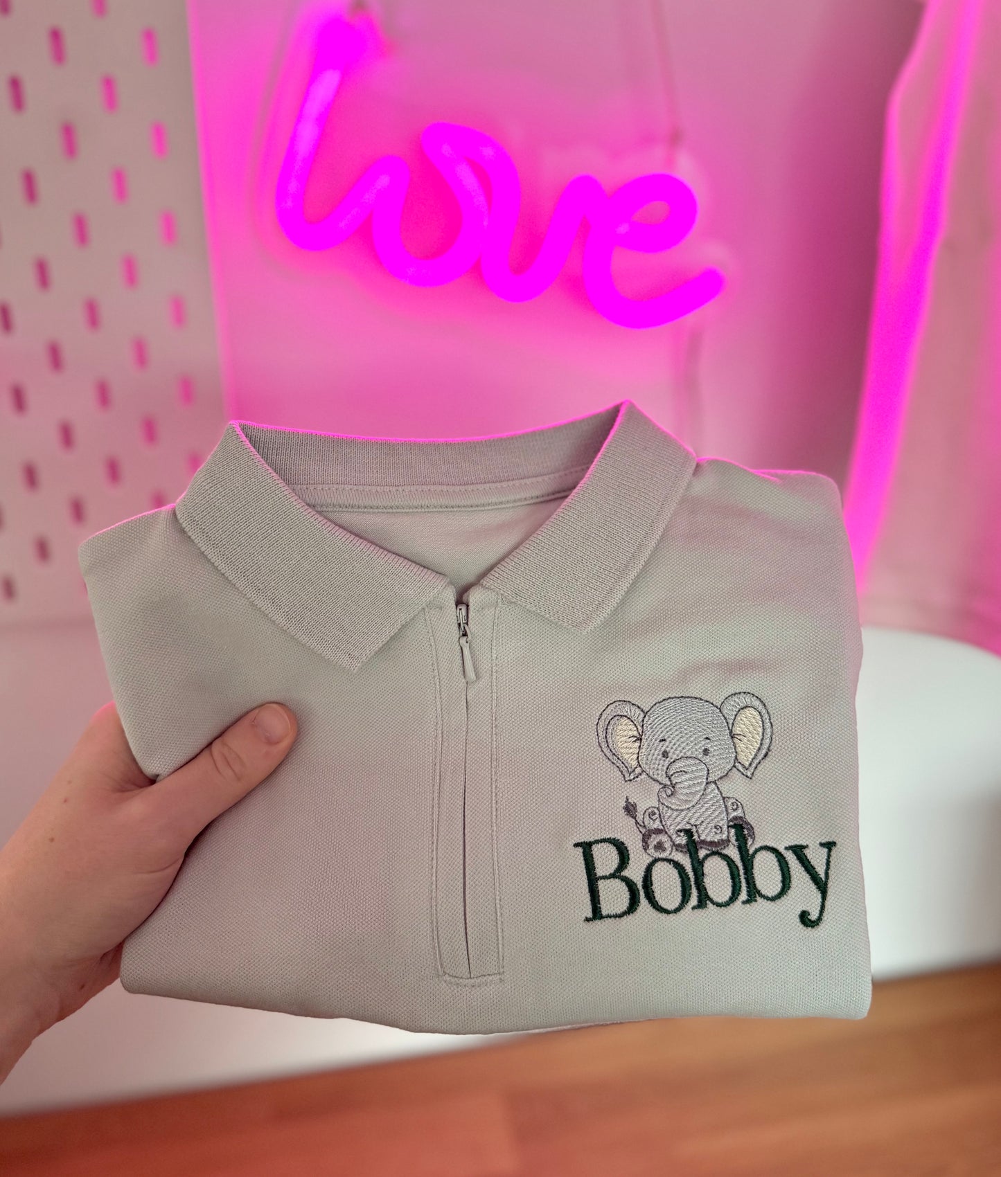 Elephant Polo and Short Set - Embroidery Personalised