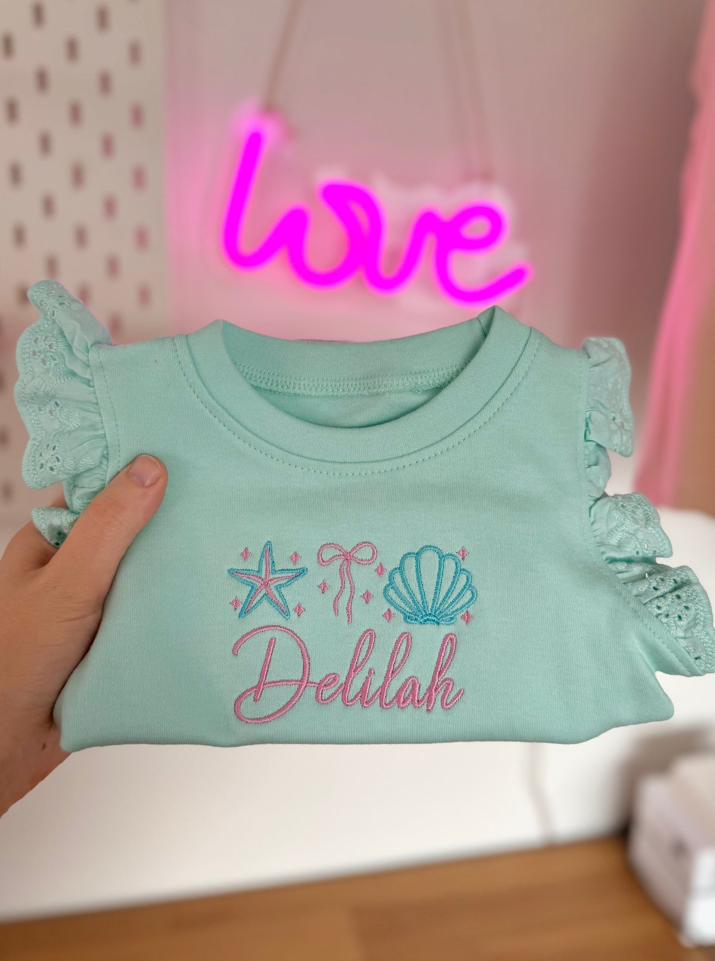 Sea Shell Frill Shorts Set - Embroidery Personalised