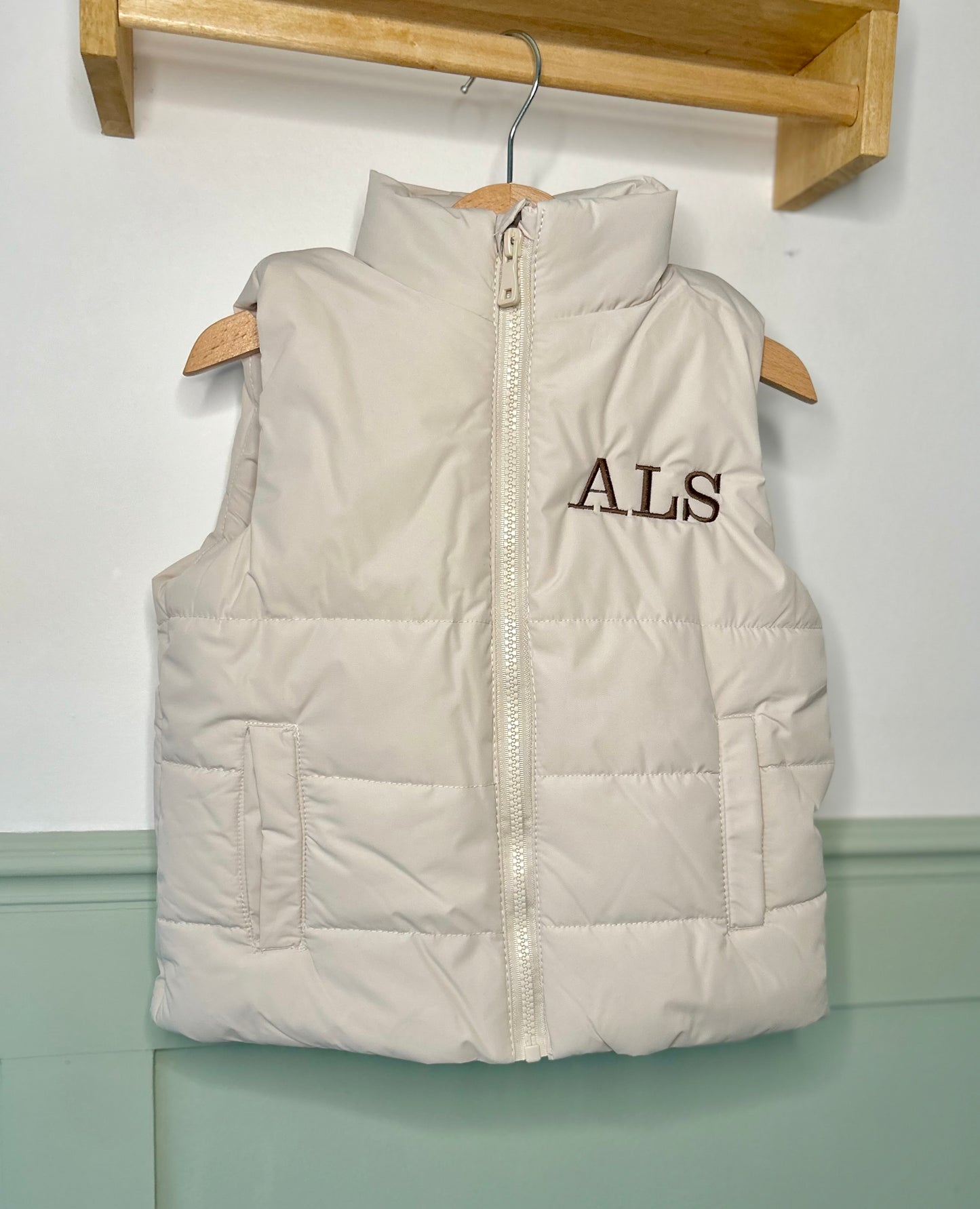 Cream Padded Gilet - Embroidery Personalised