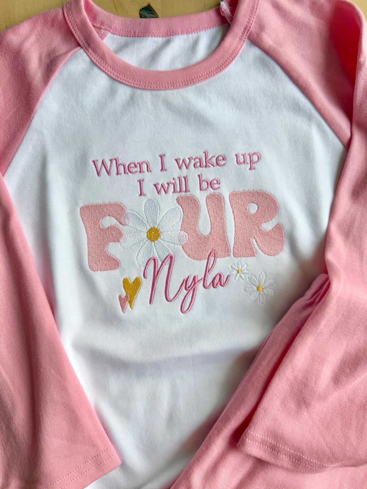 Daisy Personalised Kids Age Birthday Pyjamas - Embroidered