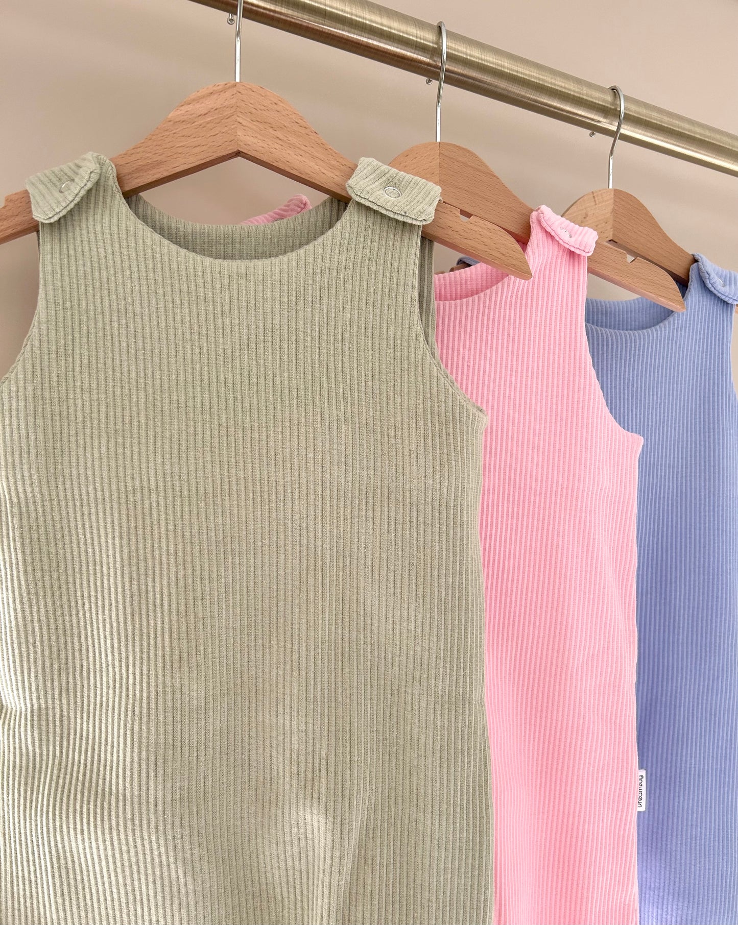 Sea Shell Ribbed Cotton Dungarees - Personalised Embroidered