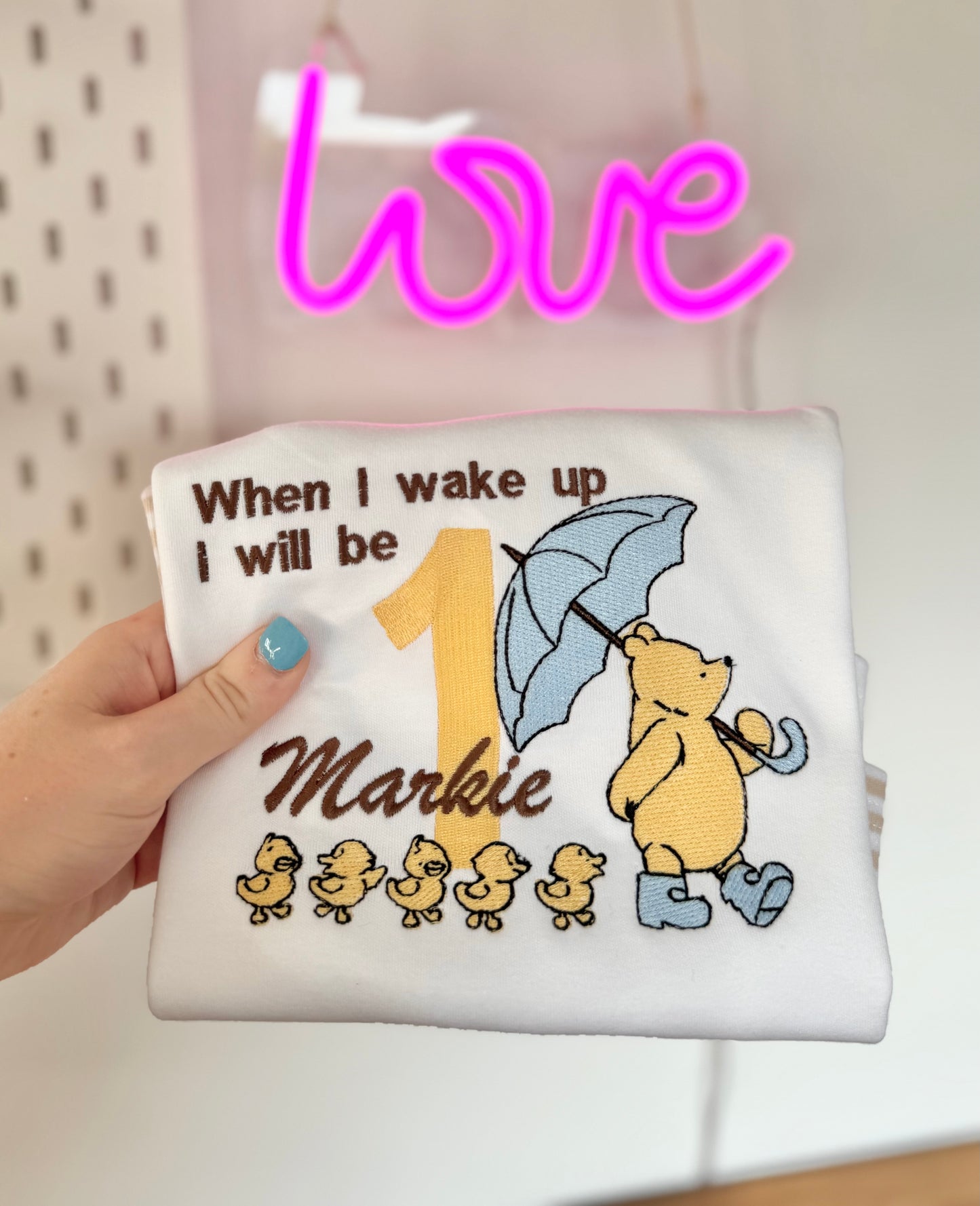 Bear & Ducklings Personalised Kids Age Birthday Pyjamas - Embroidered