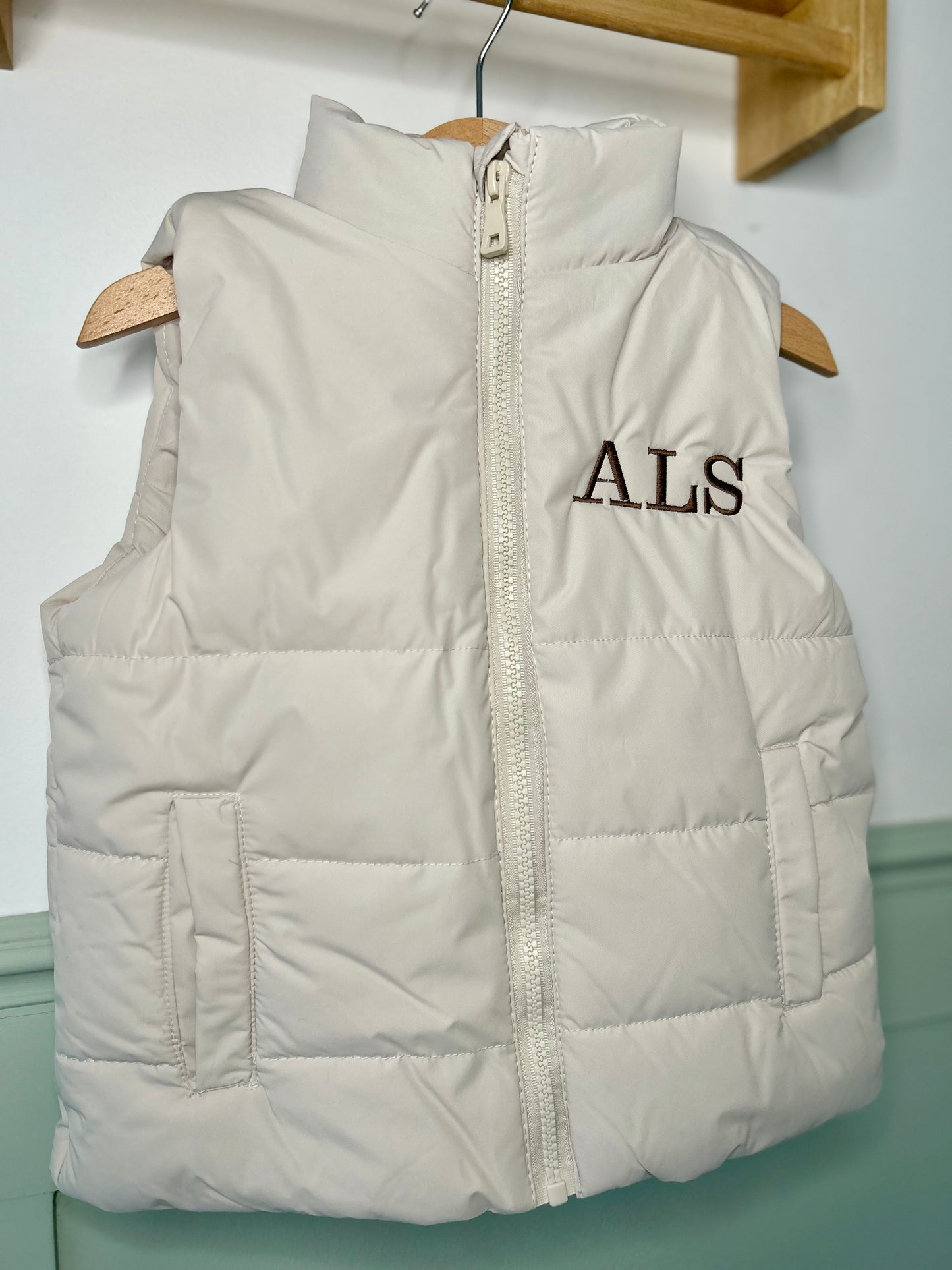Cream Padded Gilet - Embroidery Personalised