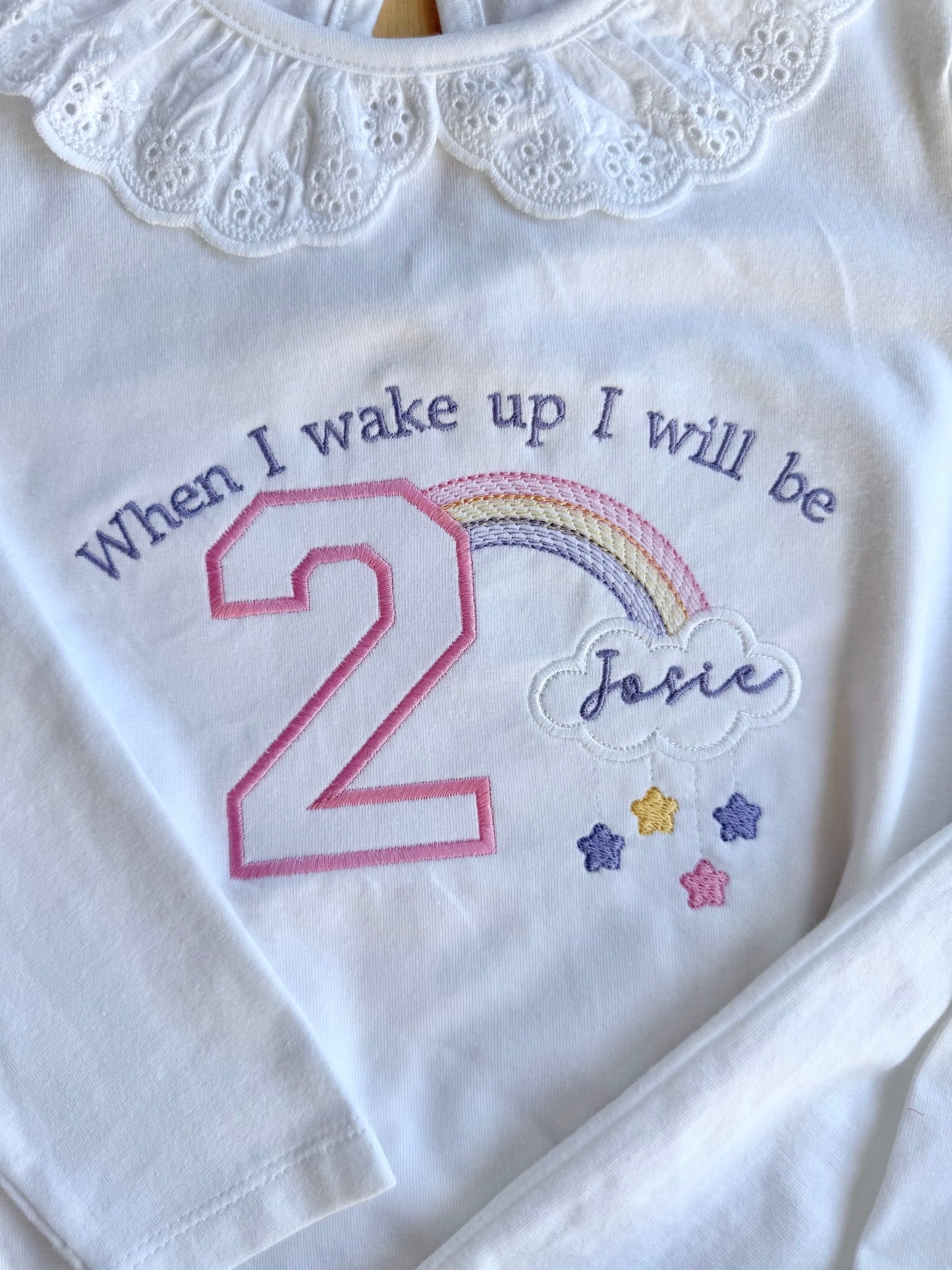 Rainbow Personalised Kids Age Birthday Pyjamas - Embroidered