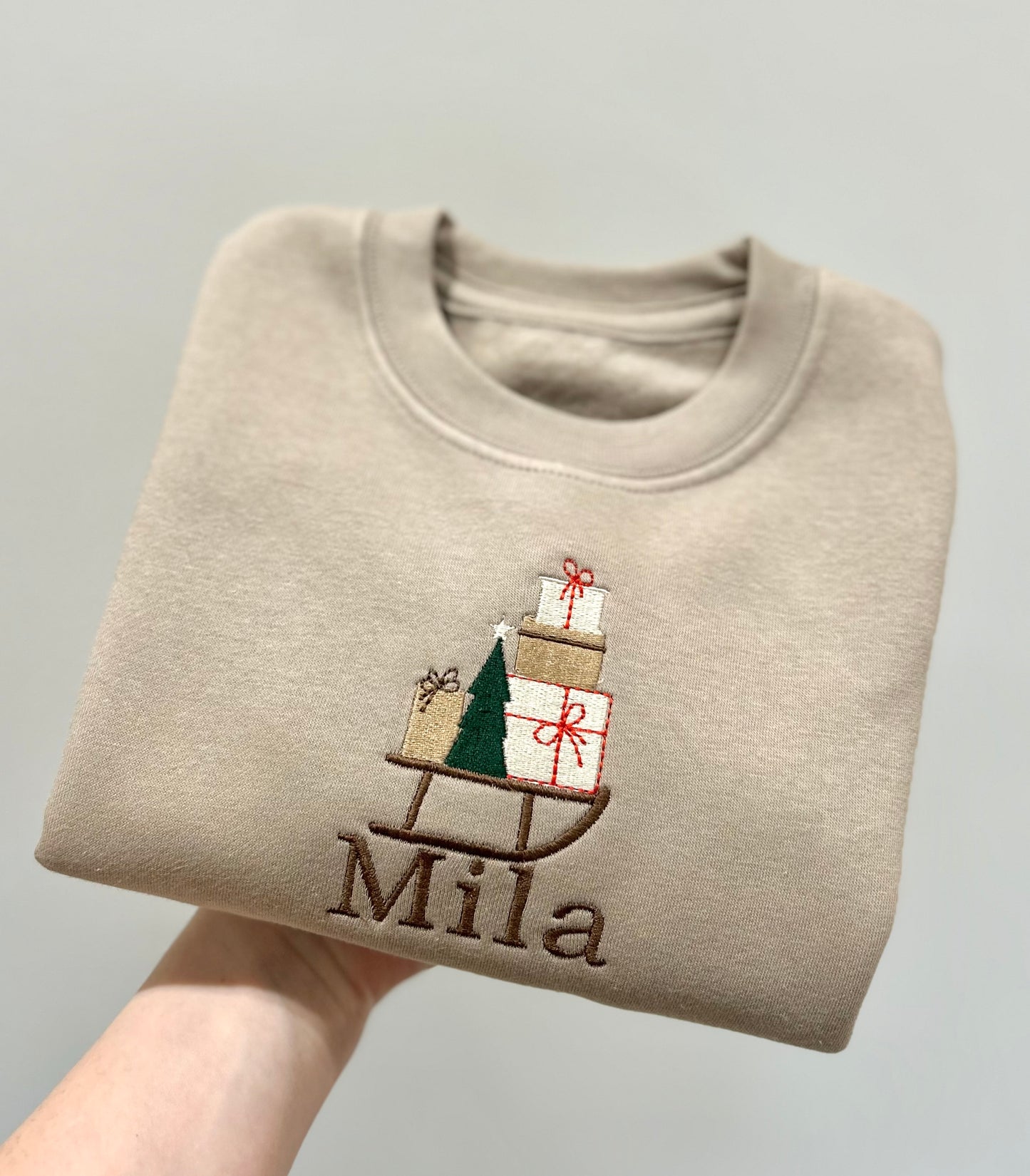 Santa Sleigh Personalised Christmas Children's Jumper -Embroidered