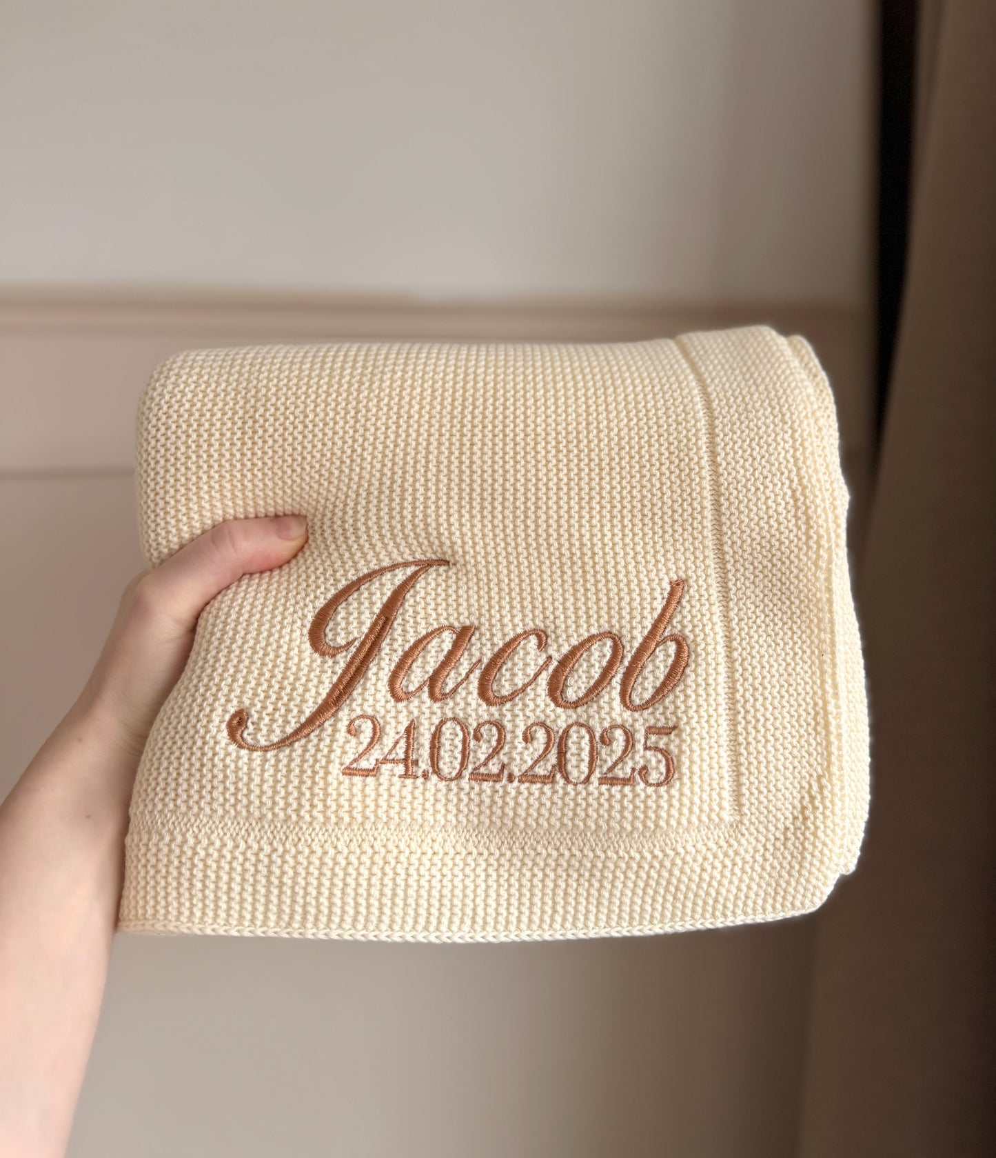 Personalised Knitted Blankets - Embroidered