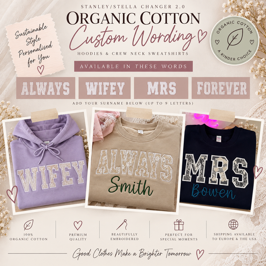 ORGANIC Cotton Wedding Dress Keepsake Jumper ALL OPTIONS – Personalised with Your Wedding Dress Fabric