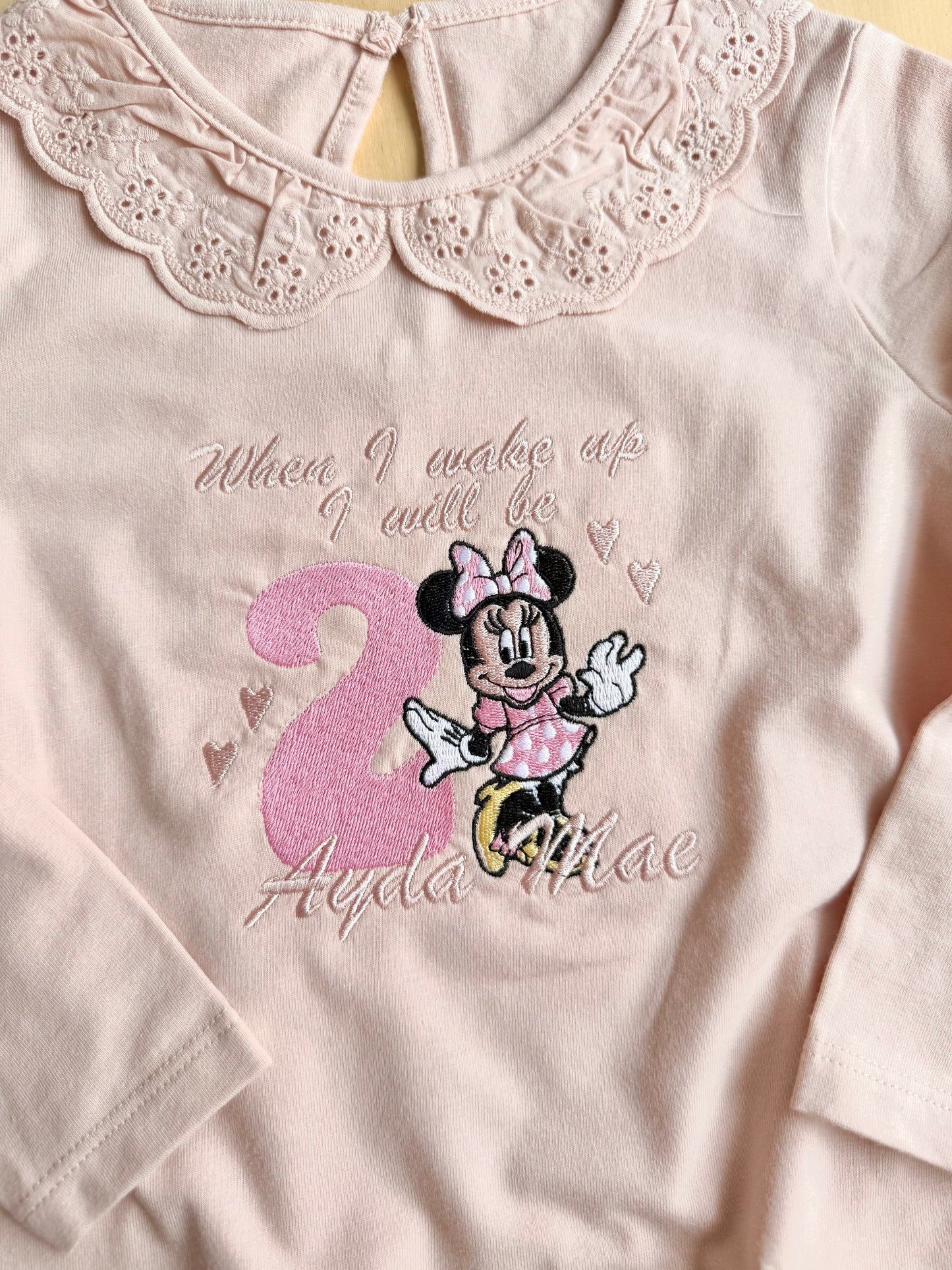 Pink Bow Mouse Personalised Kids Birthday Pyjamas - Embroidered