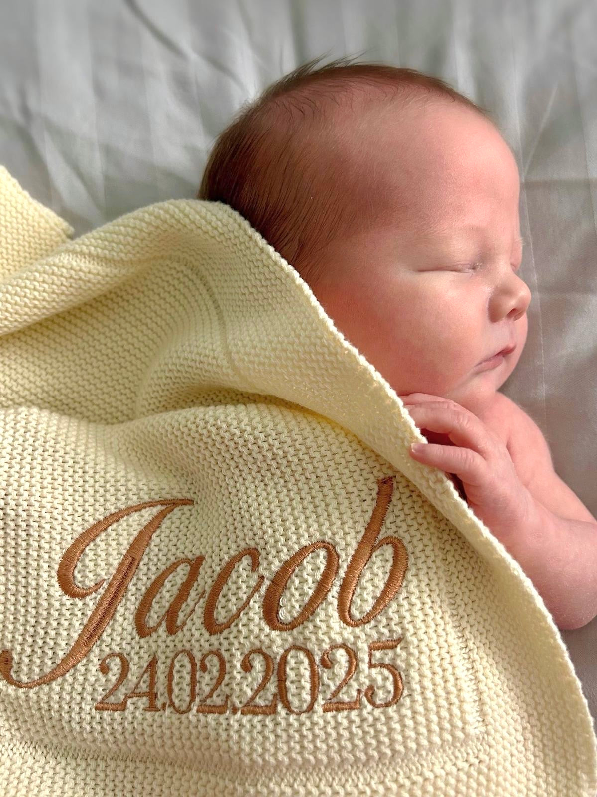 Personalised Knitted Blankets - Embroidered