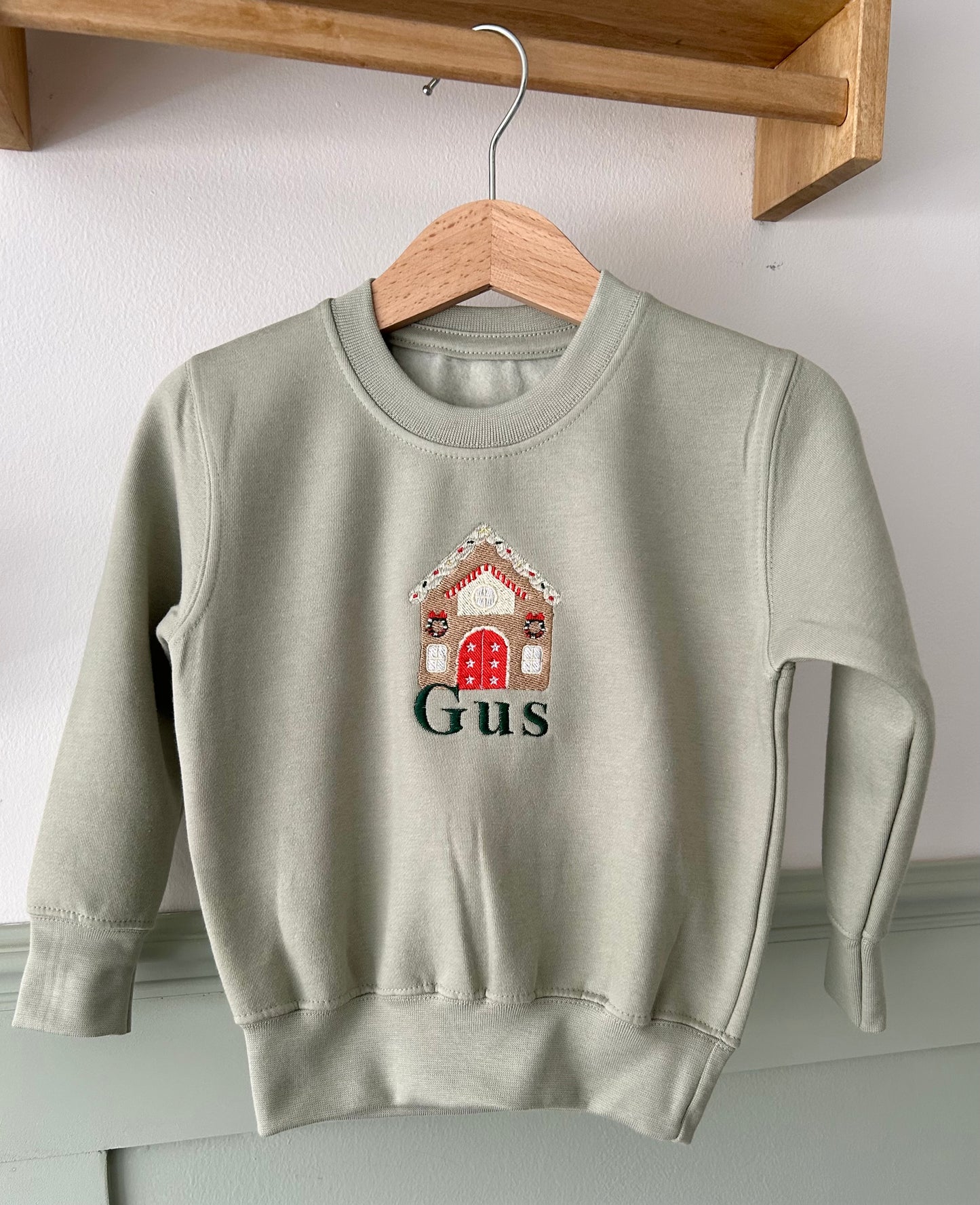 Gingerbread House Personalised Christmas Children's Jumper -Embroidered
