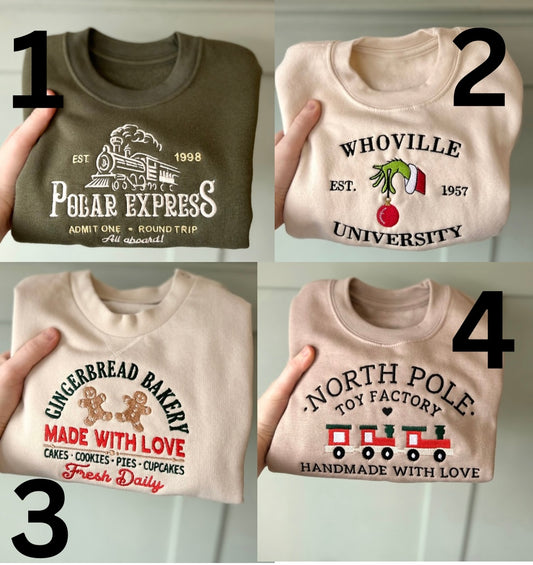 Adult Christmas Vintage Style Jumpers - 4 Design Options - Gingerbread Bakery - Polar Express