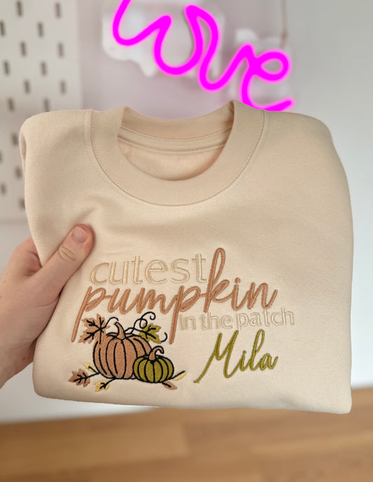 Cutest Pumpkin in the patch Personalised Children's Sweatshirt - Embroidered