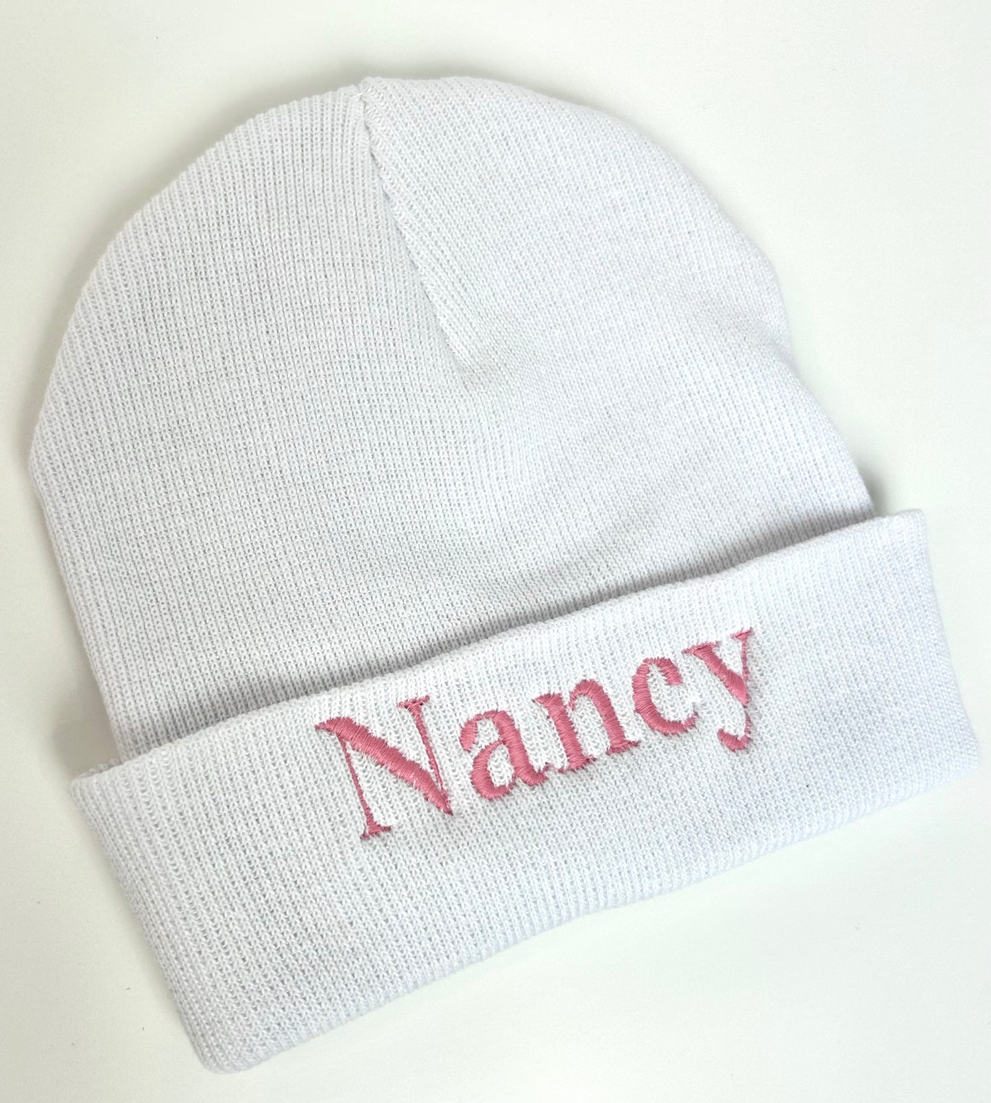 Personalised Fleece Blanket and Newborn Knitted Beanie Hat Bundle- Embroidered