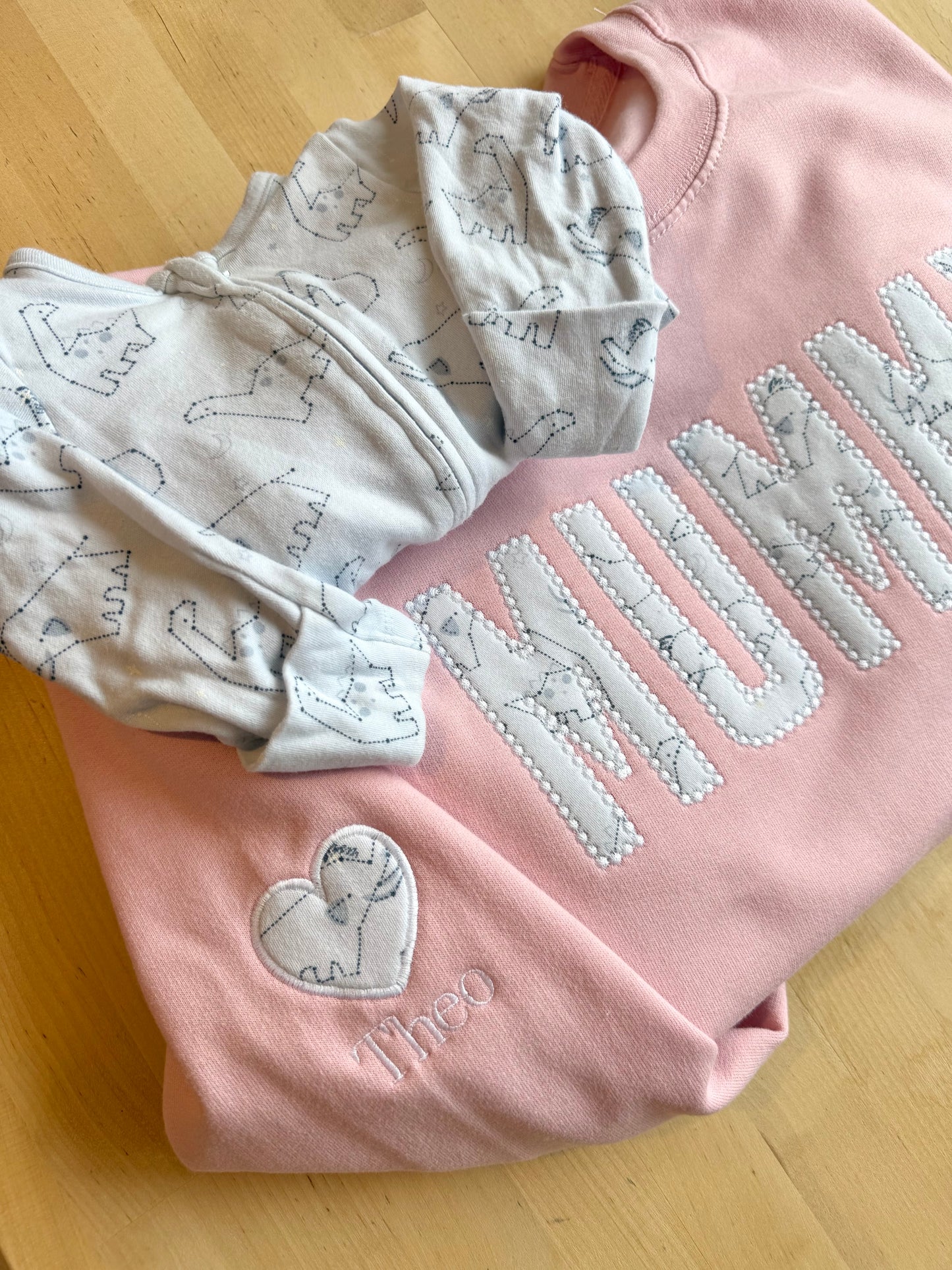 Personalised Appliqué Sweatshirt in Bubble Straight Font - Keepsake Embroidered with Clothing