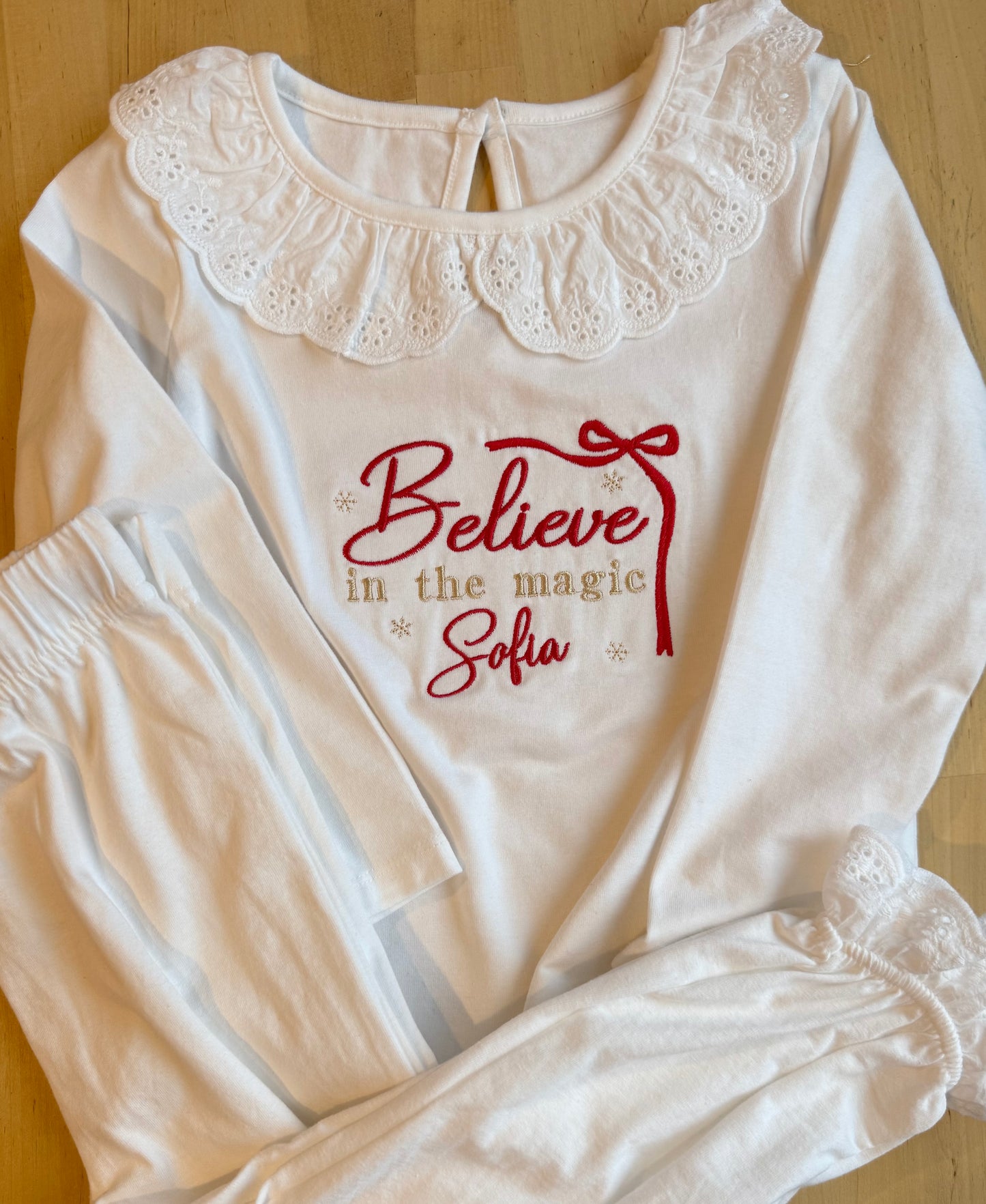 Believe in the magic Personalised Children's Christmas Pyjamas - Embroidered