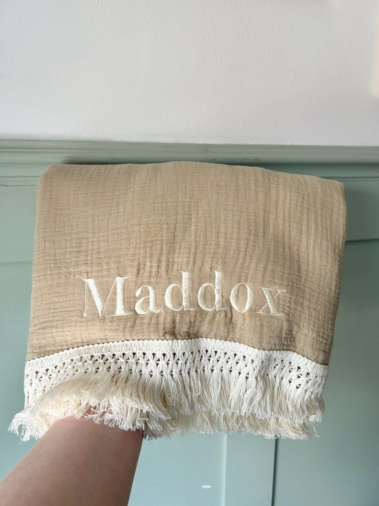 Personalised Muslin Blanket Organic Cotton - Embroidered