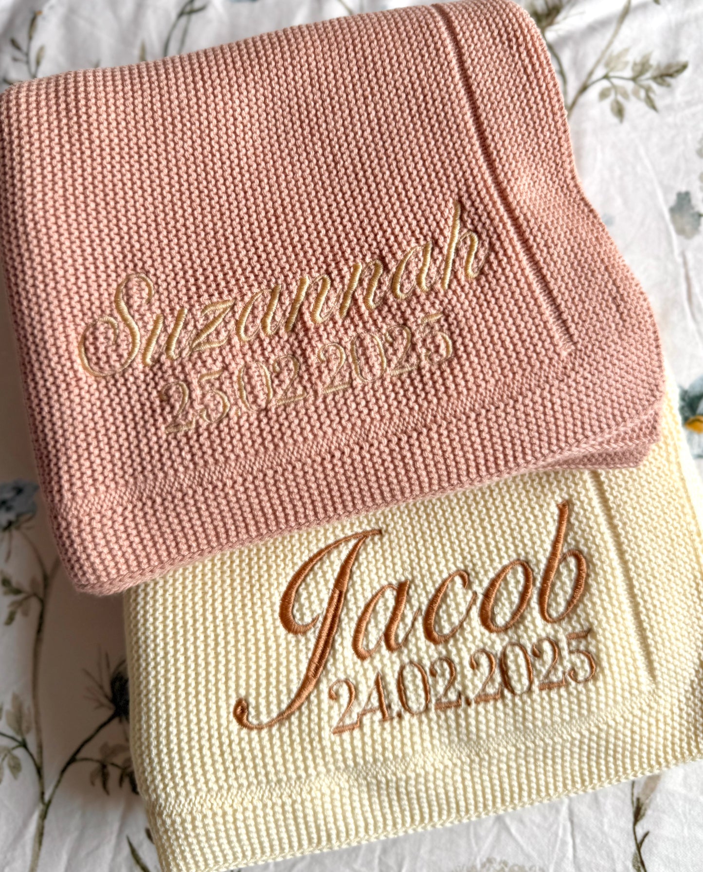 Personalised Knitted Blankets - Embroidered