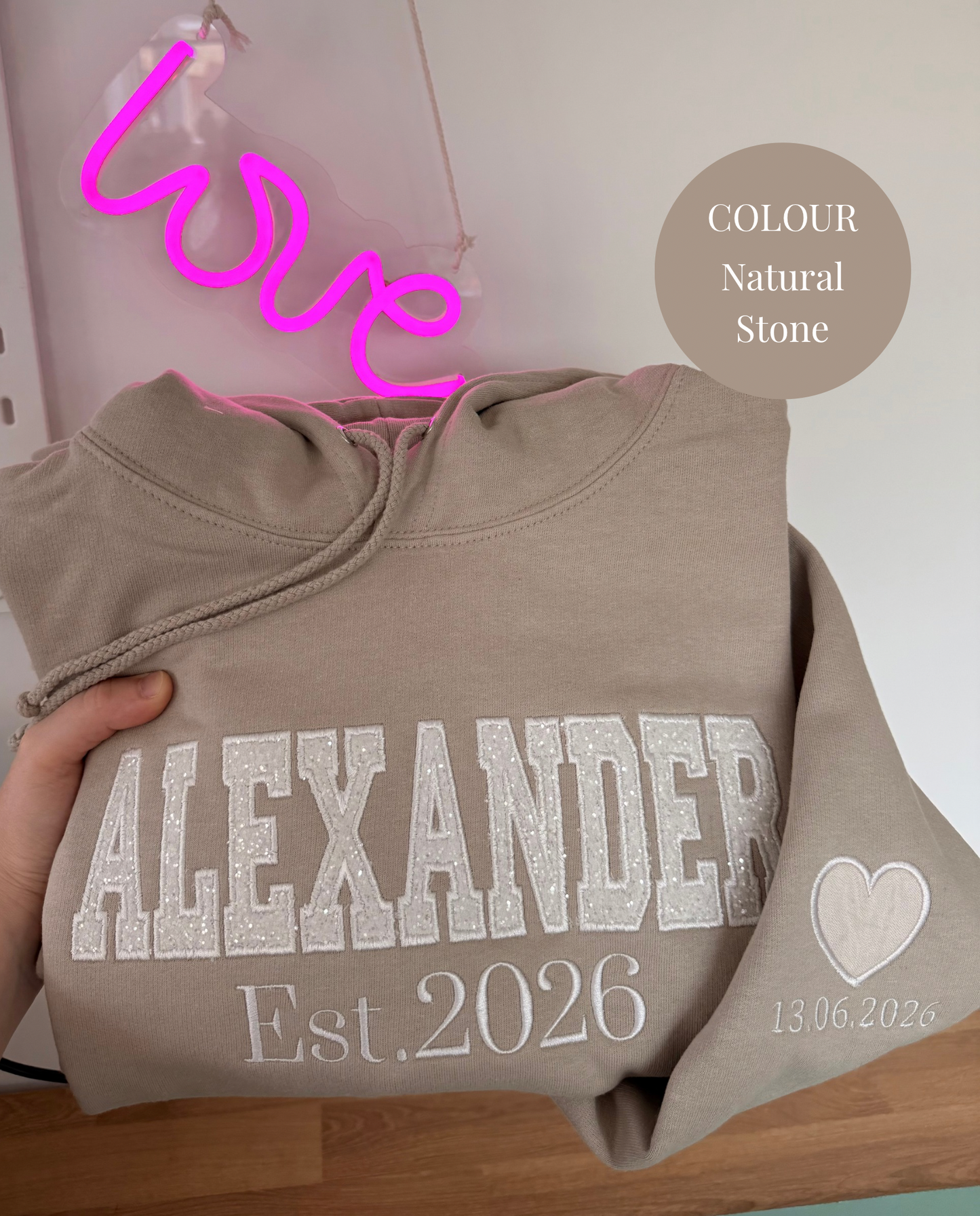 Custom Wedding Dress Keepsake Jumper | Personalised Appliqué Sweatshirt (Up to 9 Letters)