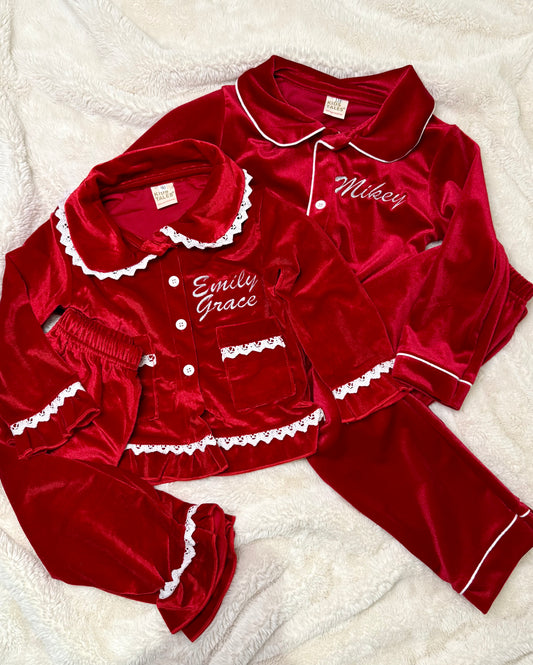 Red Velvet Pyjamas - Adult's Personalised - Pre-Order