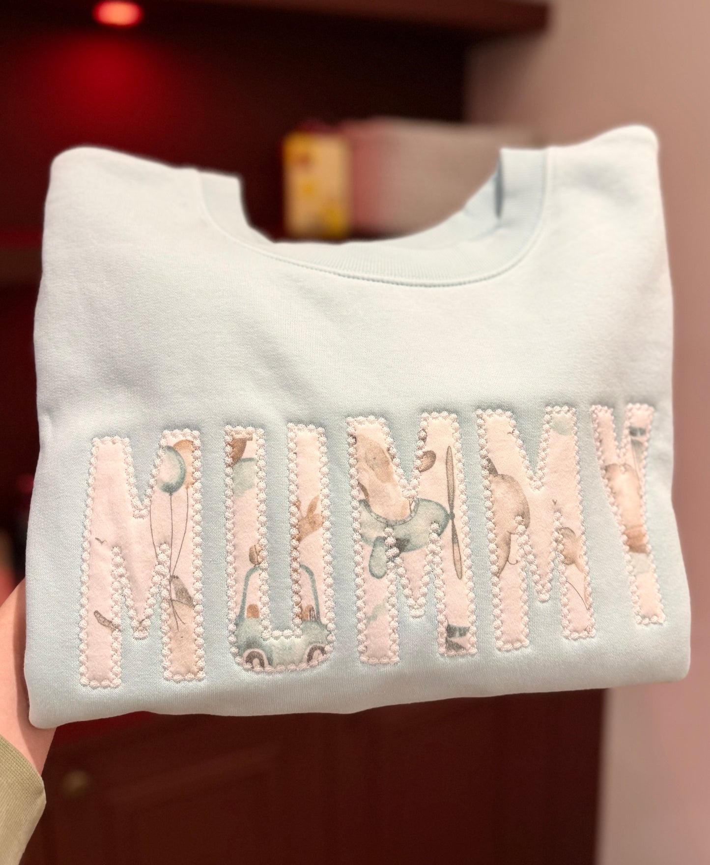 Personalised Appliqué Sweatshirt in Bubble Straight Font - Keepsake Embroidered with Clothing