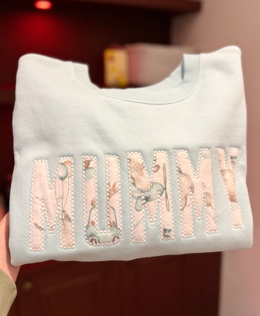 Personalised Appliqué Sweatshirt in Bubble Straight Font - Keepsake Embroidered with Clothing