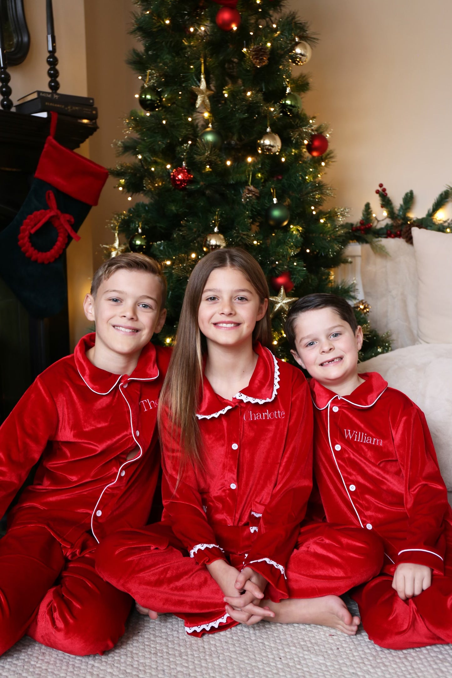 Red Velvet Pyjamas - Children's Personalised