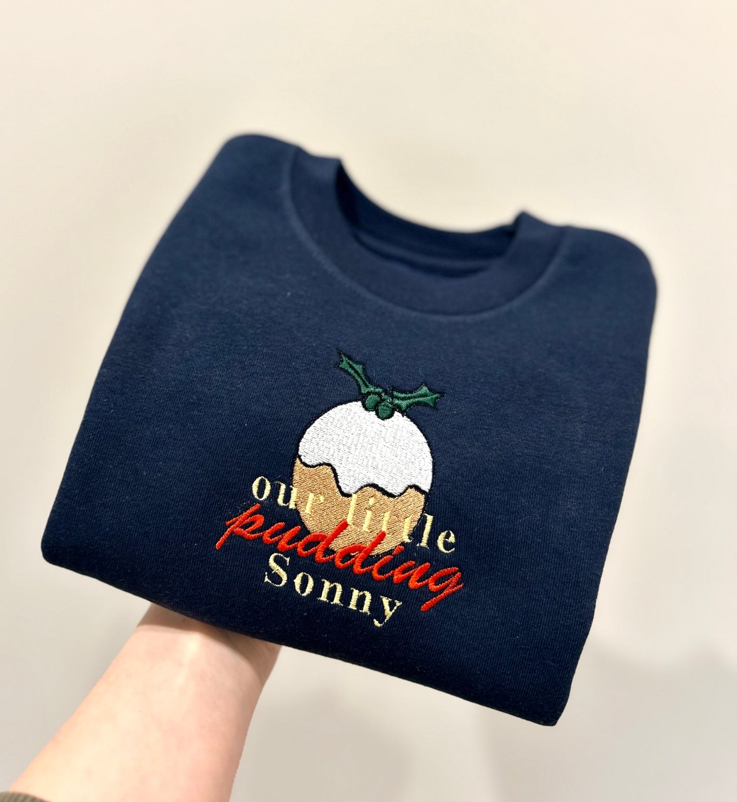 'Our Little Pudding' Personalised Christmas Children's Jumper -Embroidered