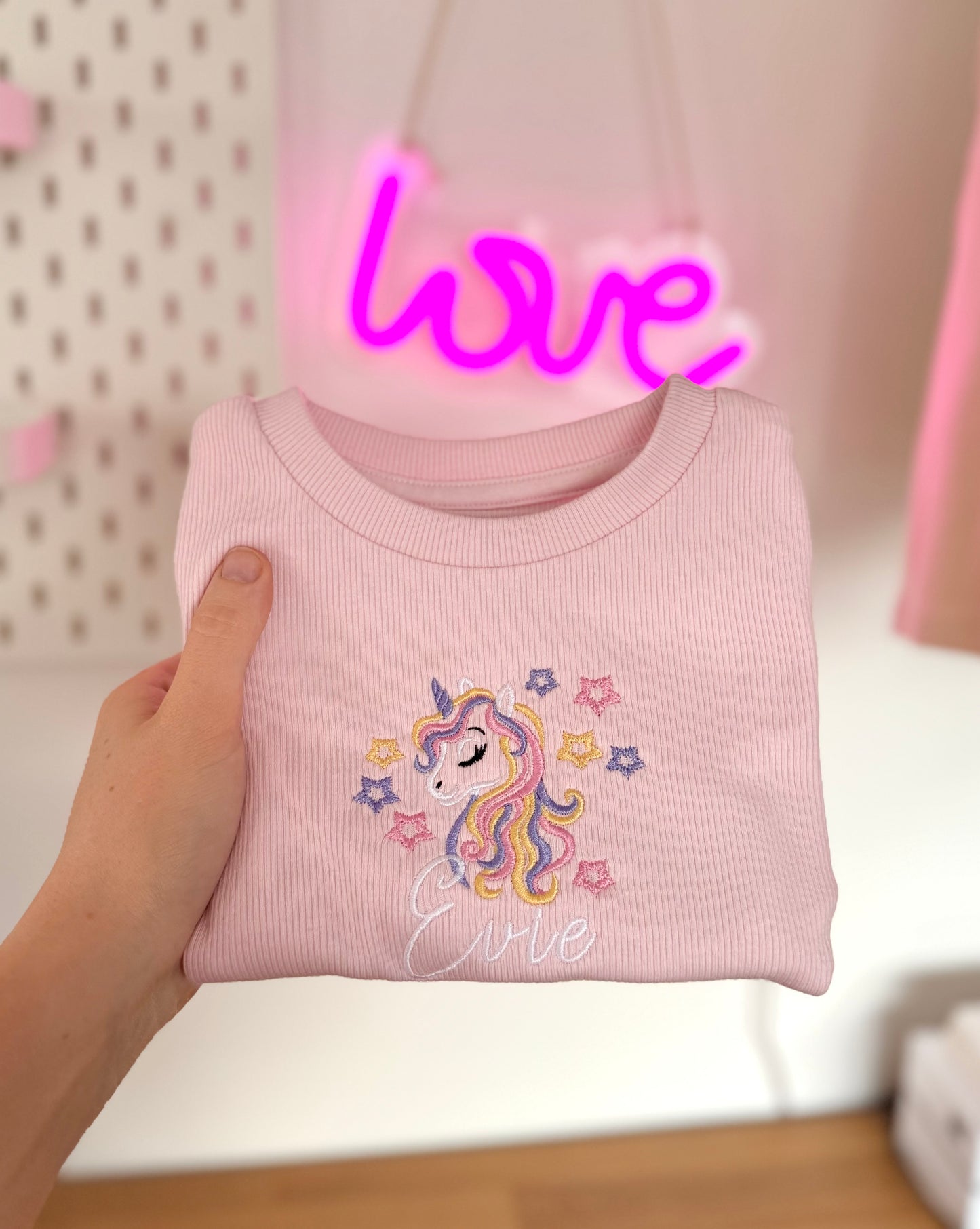 Unicorn Ribbed T-Shirt and Short Set - Personalised Option