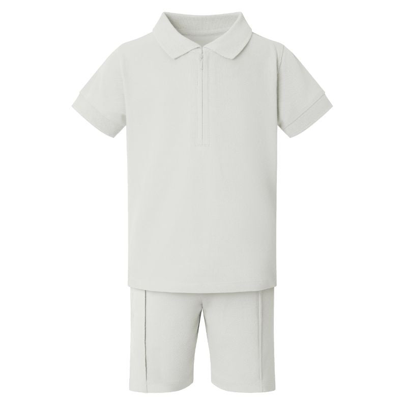 Boy's Zip Polo and Short Set - Personalised Option Available