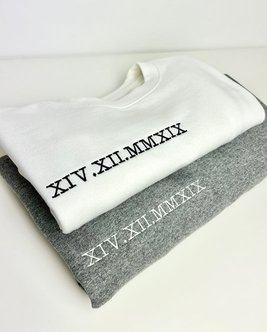 Personalised Roman Numeral Sweatshirt Unisex - Embroidered