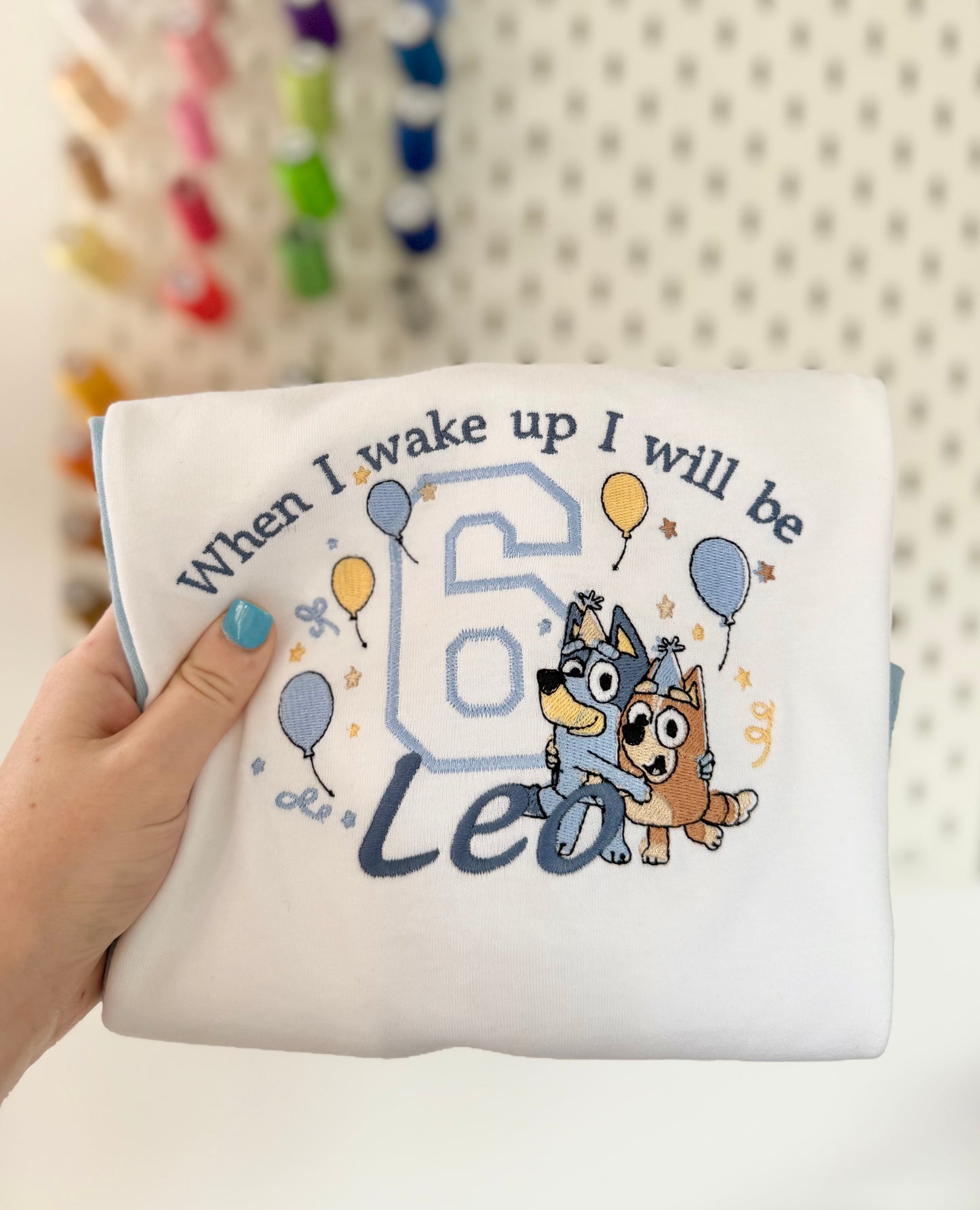 Blue Dog Personalised Kids Age Birthday Pyjamas - Embroidered