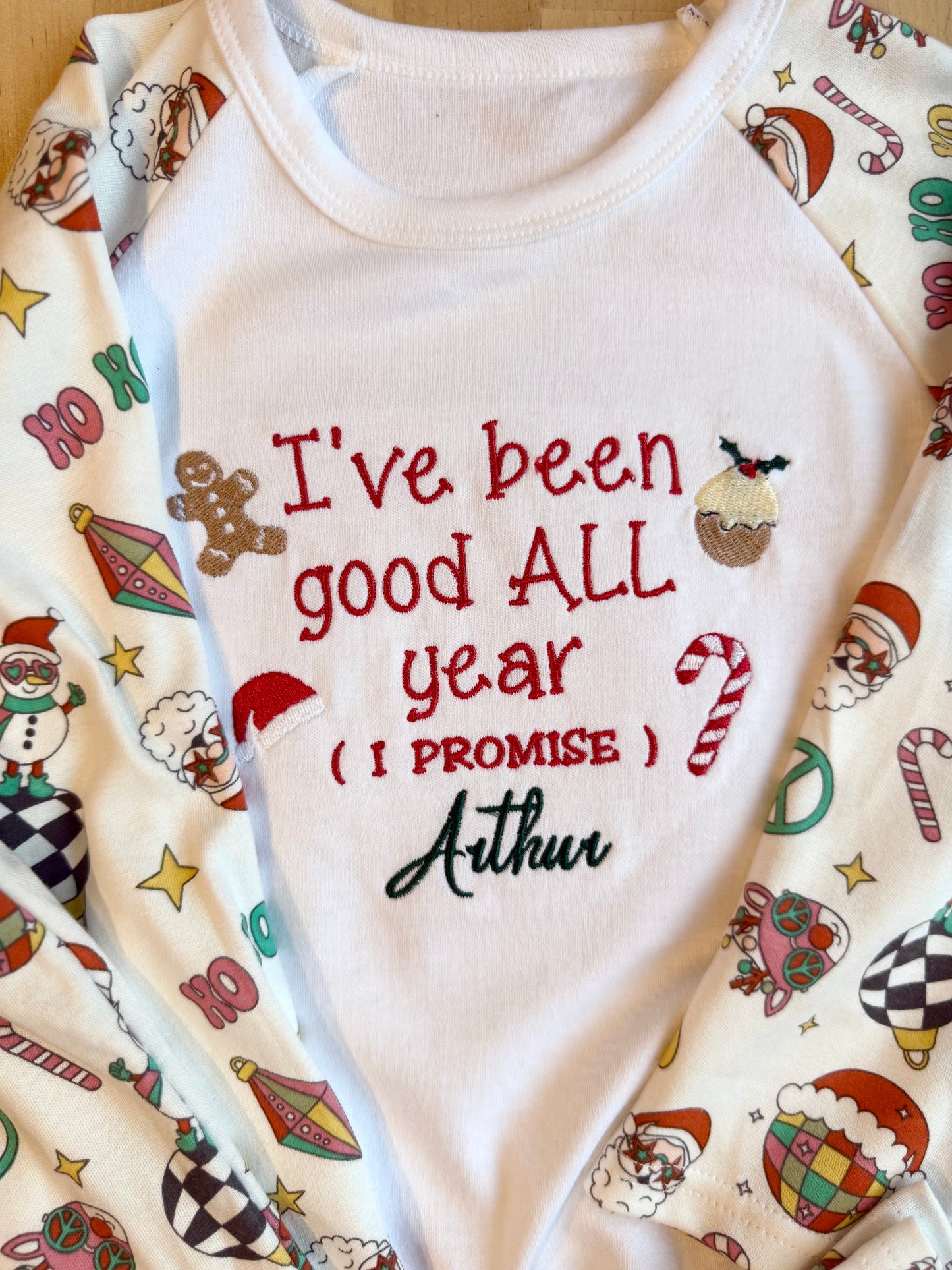 ‘Ive been good ALL year’ Personalised Children's Christmas Pyjamas - Embroidered