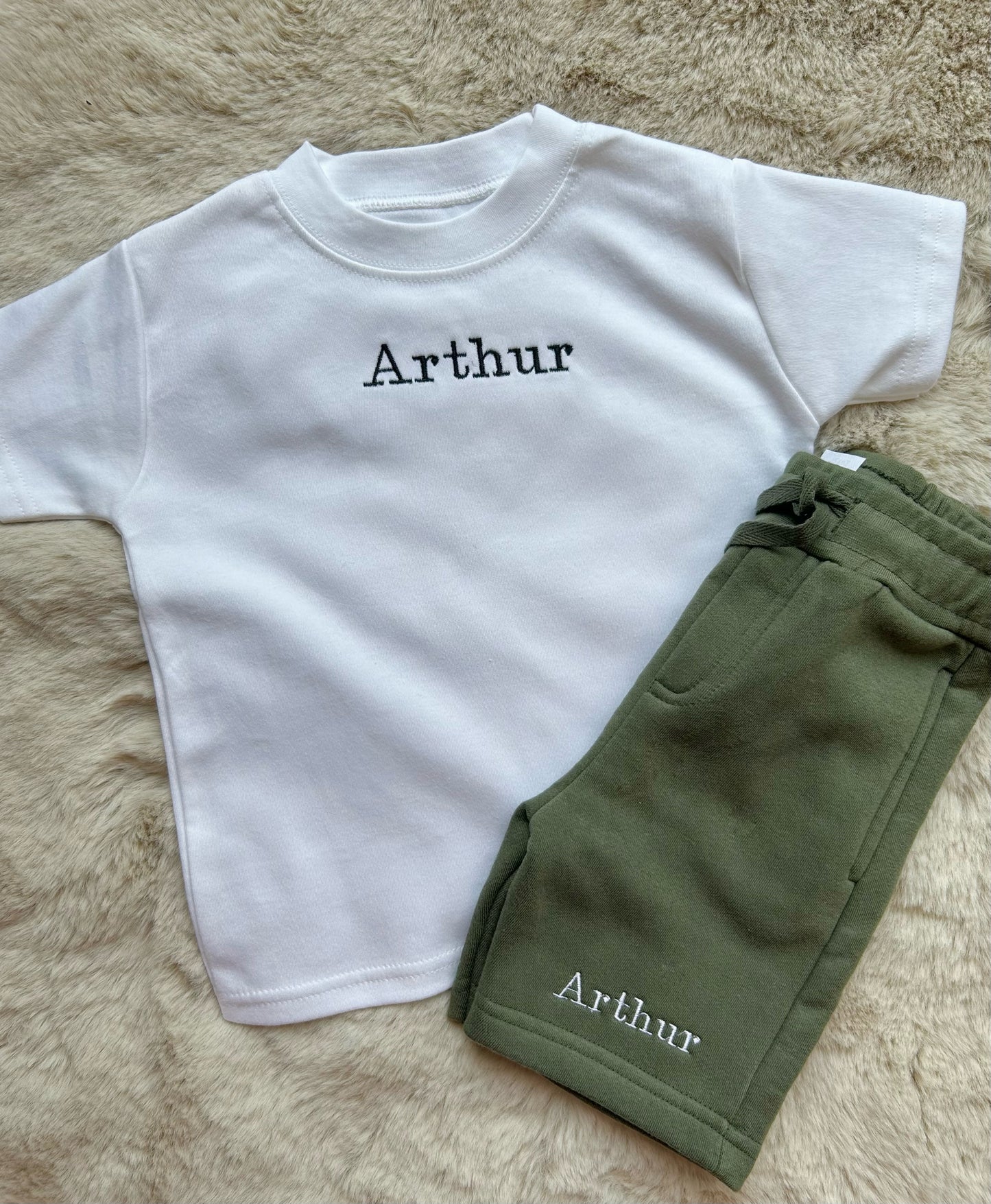 Personalised T-Shirt and Fleece Shorts Sets - Embroidered