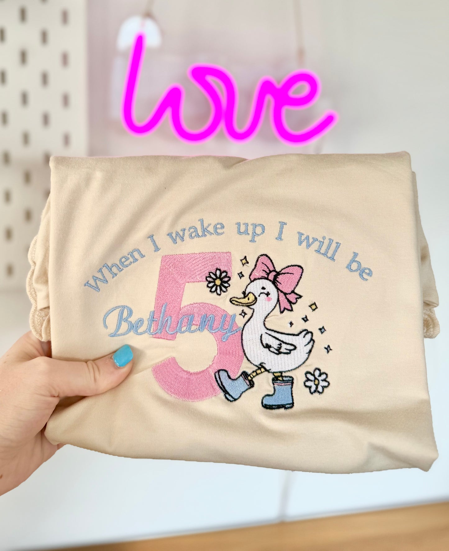 Duck Bow Personalised Kids Birthday Pyjamas - Embroidered