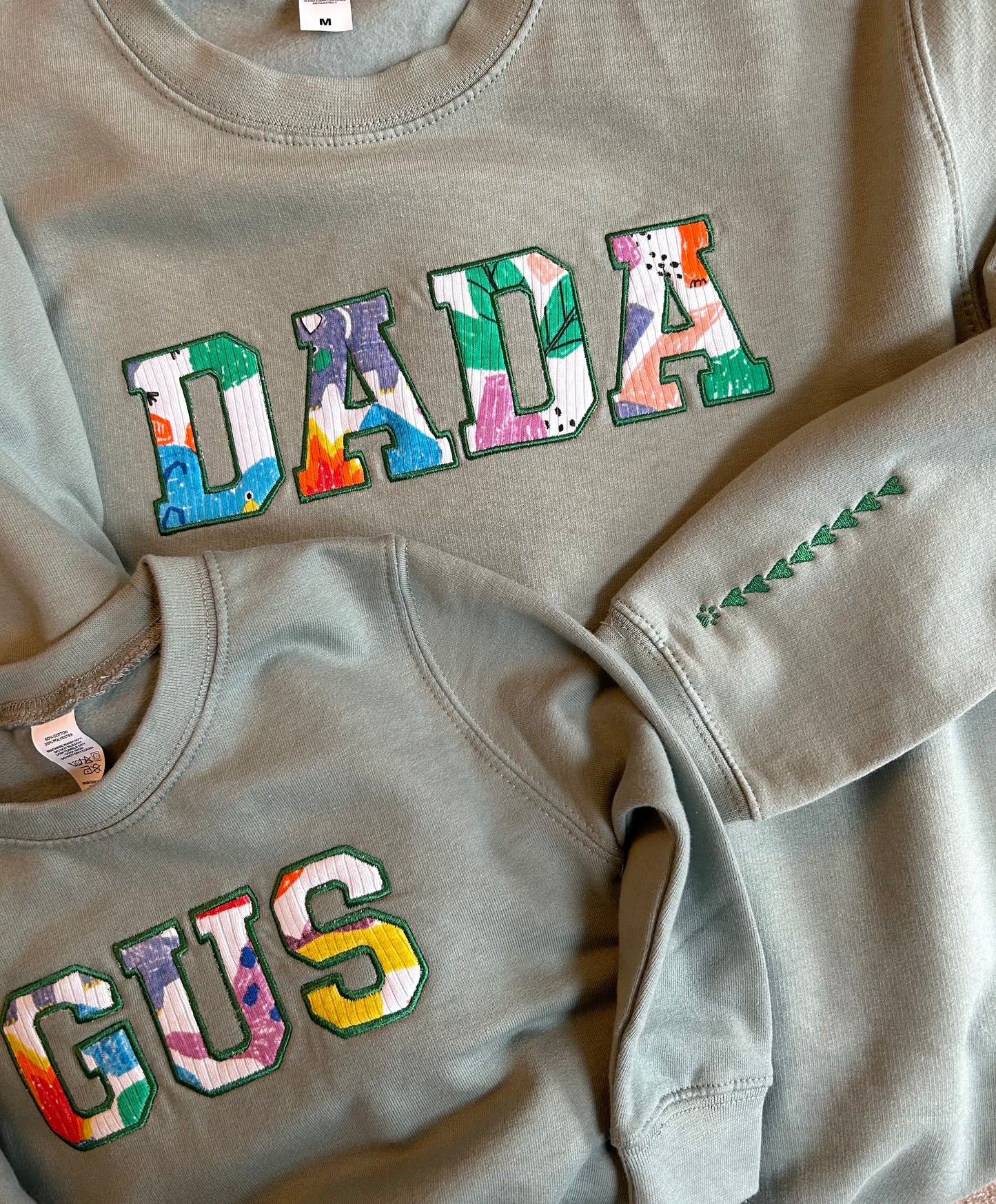 Personalised Appliqué Baby Clothes , Keepsake Mama / Nana / Love / Dada Sweatshirt - Embroidered