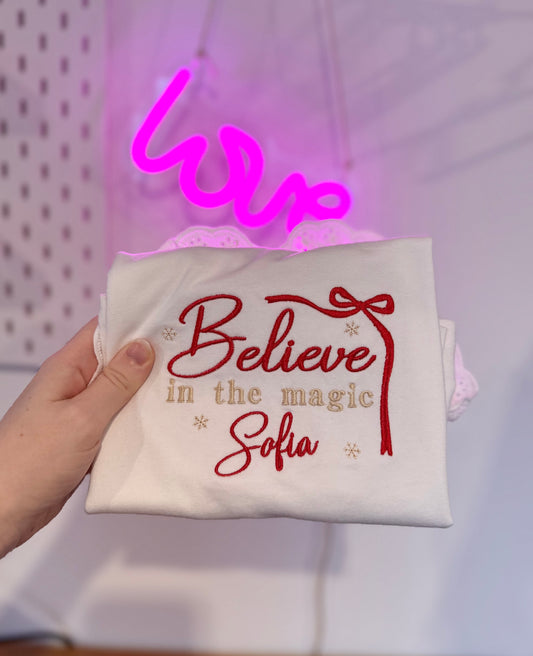 Believe in the magic Personalised Children's Christmas Pyjamas - Embroidered