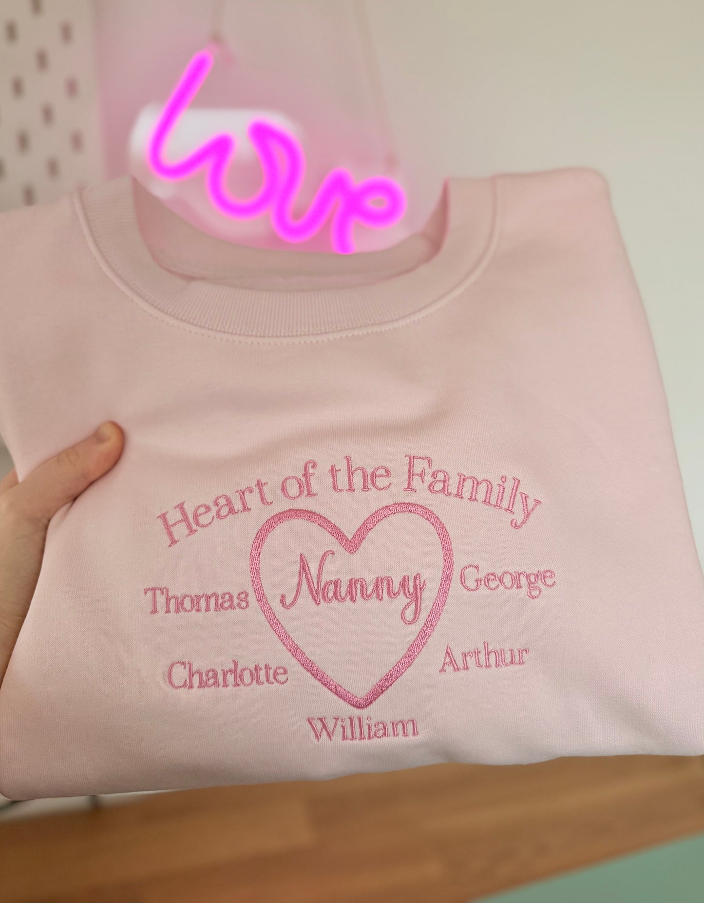 Heart of the Family Personalised Jumper Keepsake Embroidered