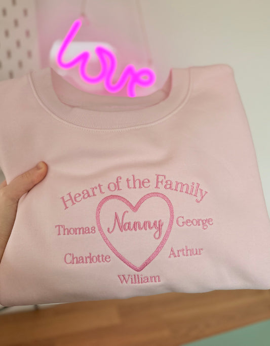 Heart of the Family Personalised Jumper Keepsake Embroidered