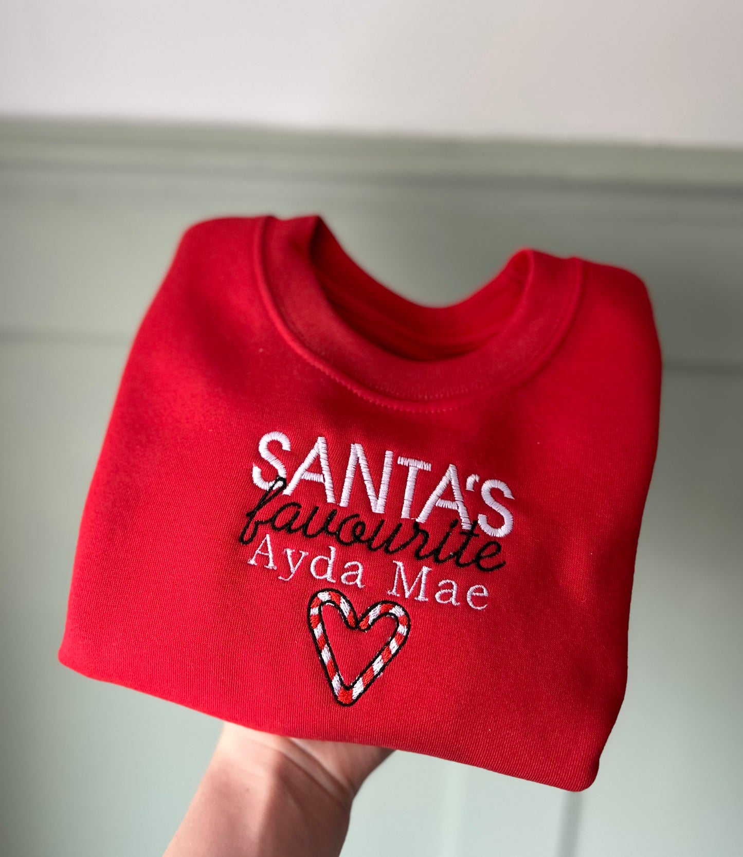 'Santa's Favourite' Personalised Christmas Children's Jumper -Embroidered