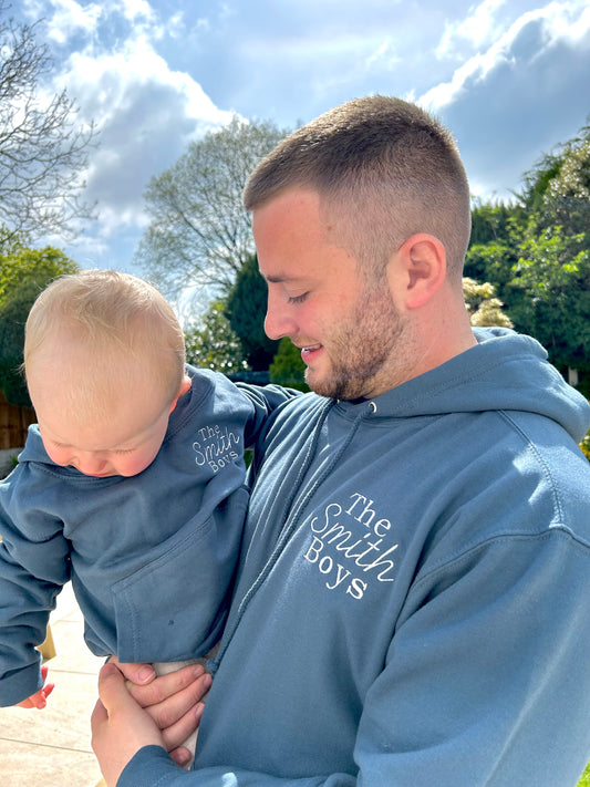 Personalised Surname Matching Adult Hoodie | Toddler / Children's - Embroidered