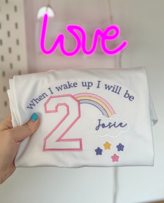 Rainbow Personalised Kids Age Birthday Pyjamas - Embroidered