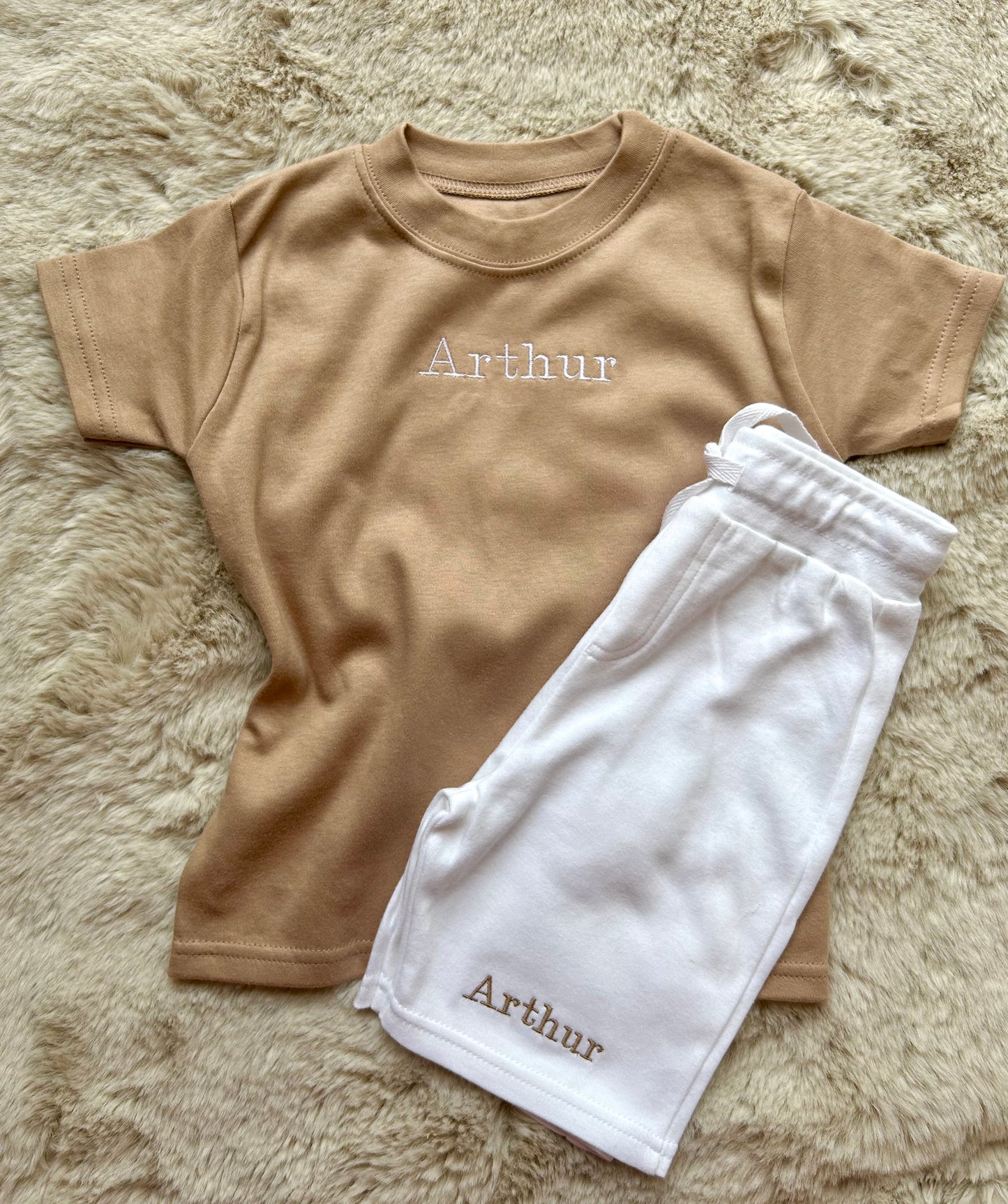 Personalised T-Shirt and Cotton Shorts Sets - Embroidered