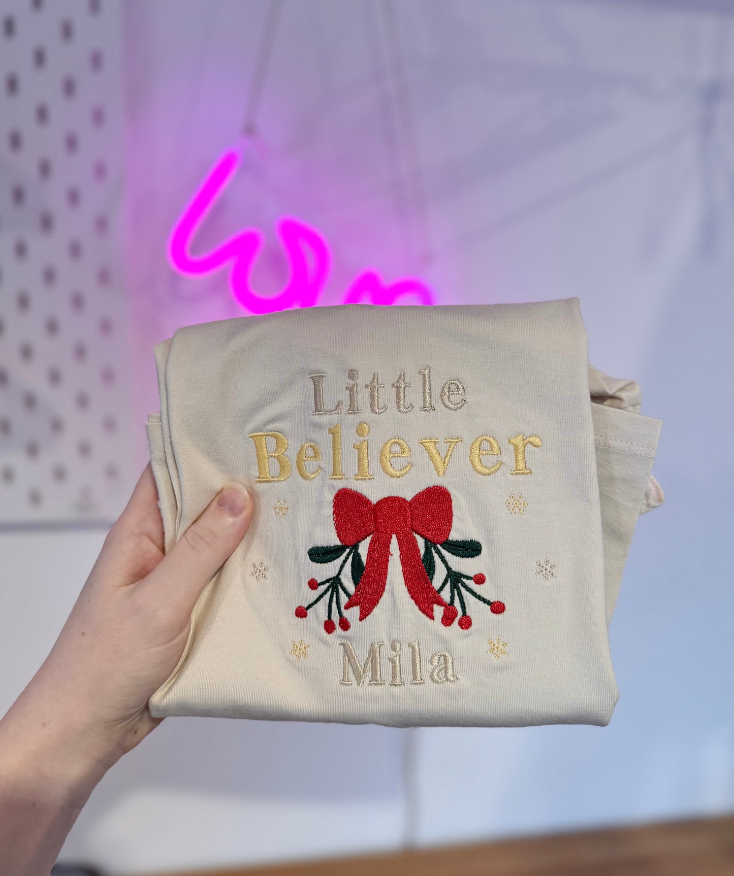 Little Believer Personalised Children's Christmas Pyjamas - Embroidered