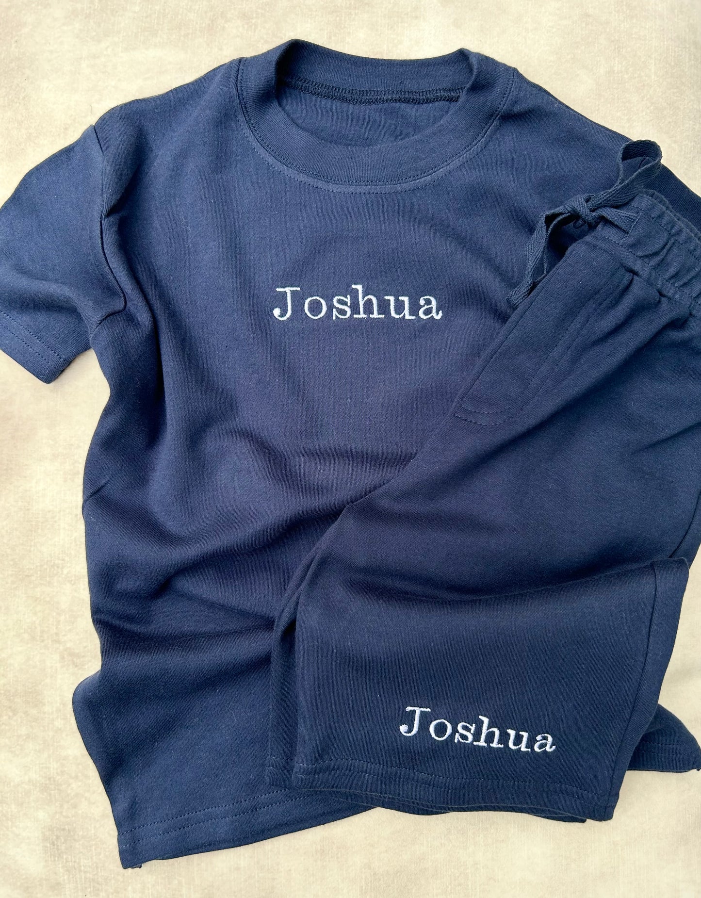 Personalised T-Shirt and Cotton Shorts Sets - Embroidered