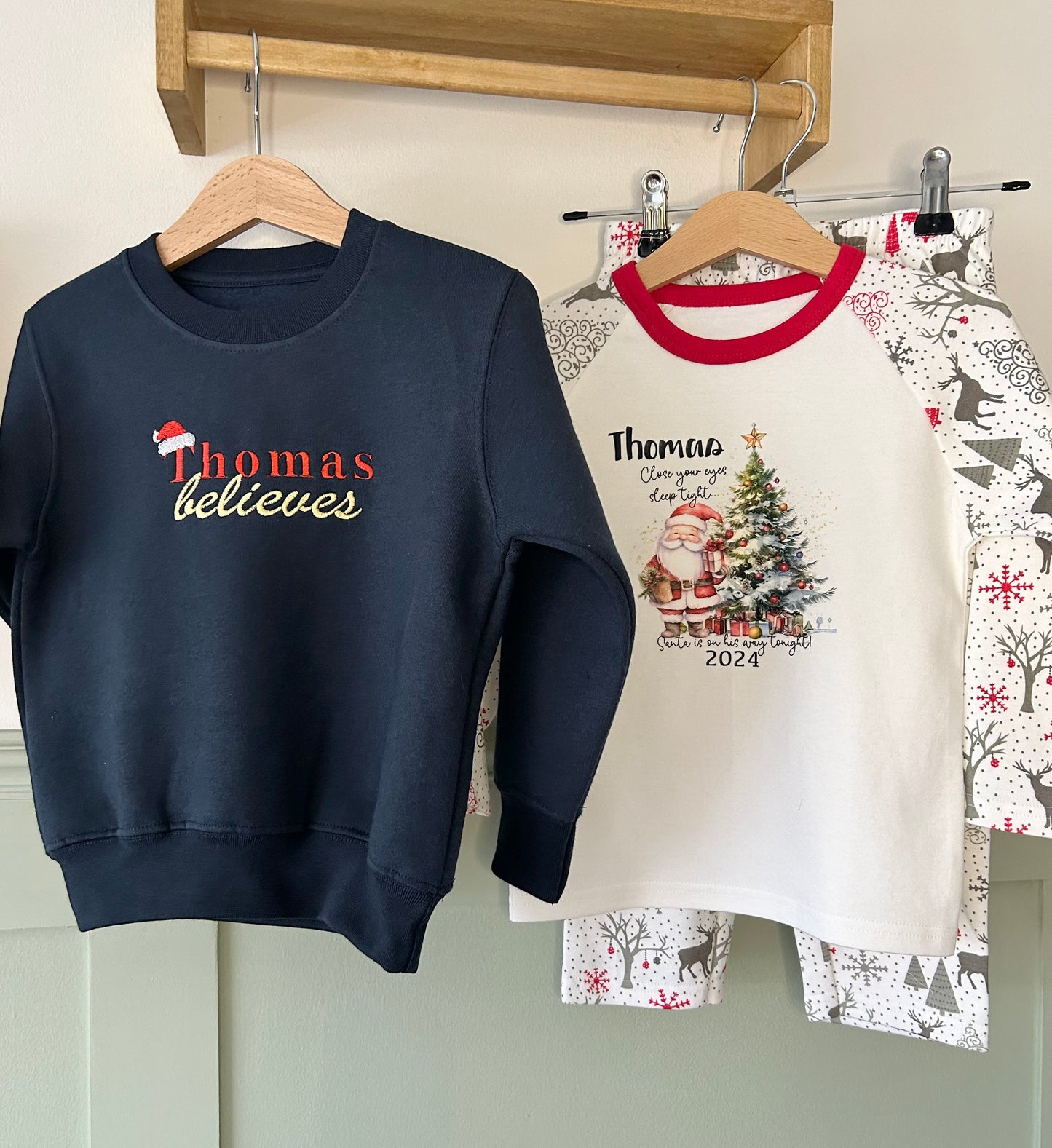 'Name' Believes Personalised Christmas Children's Jumper -Embroidered