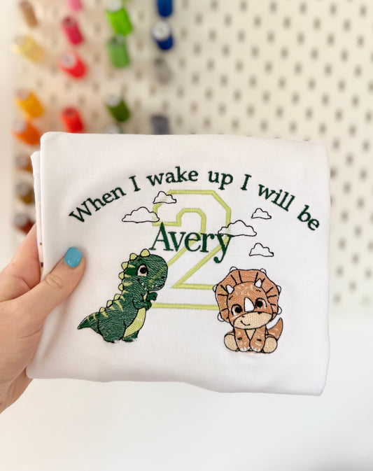 Dinosaur Personalised Kids Age Birthday Pyjamas - Embroidered